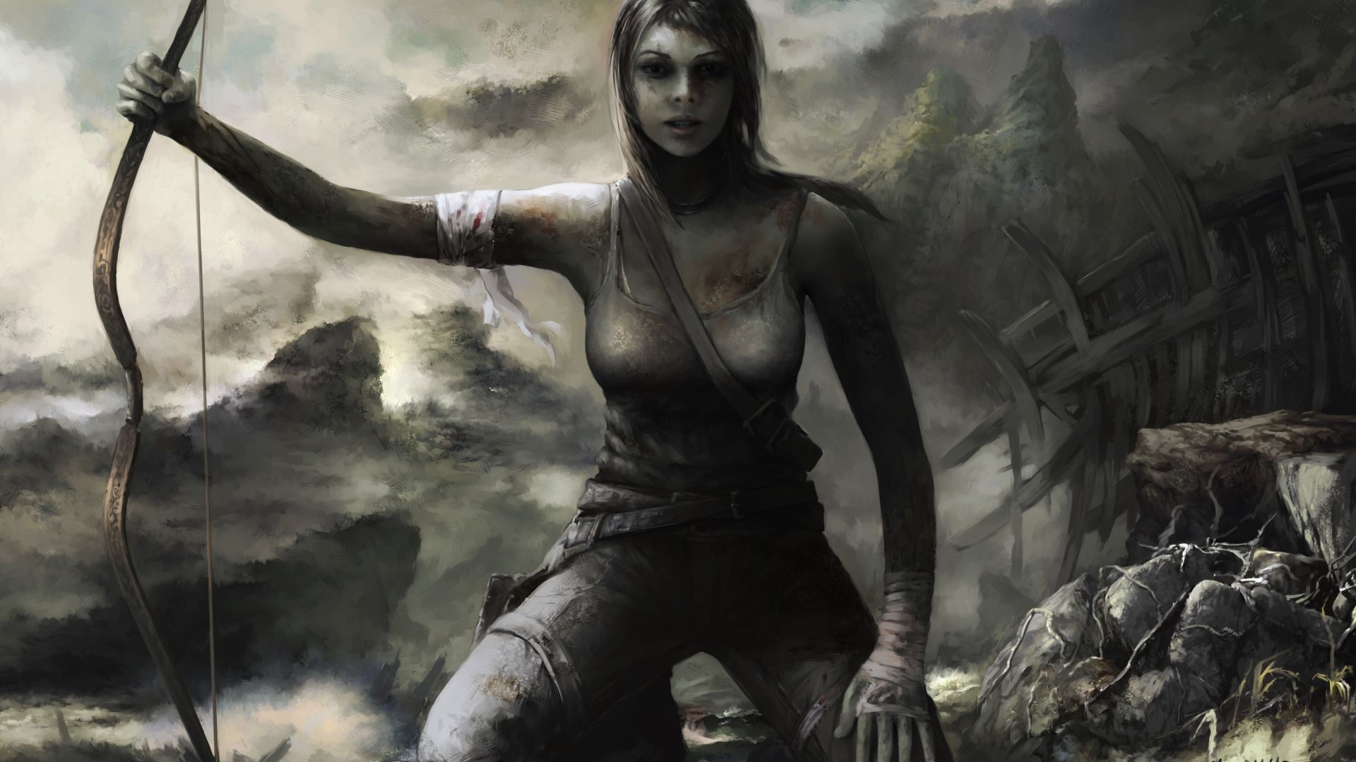 Wallpaper Tomb Raider, video game, archer, Lara Croft, girl warrior, art