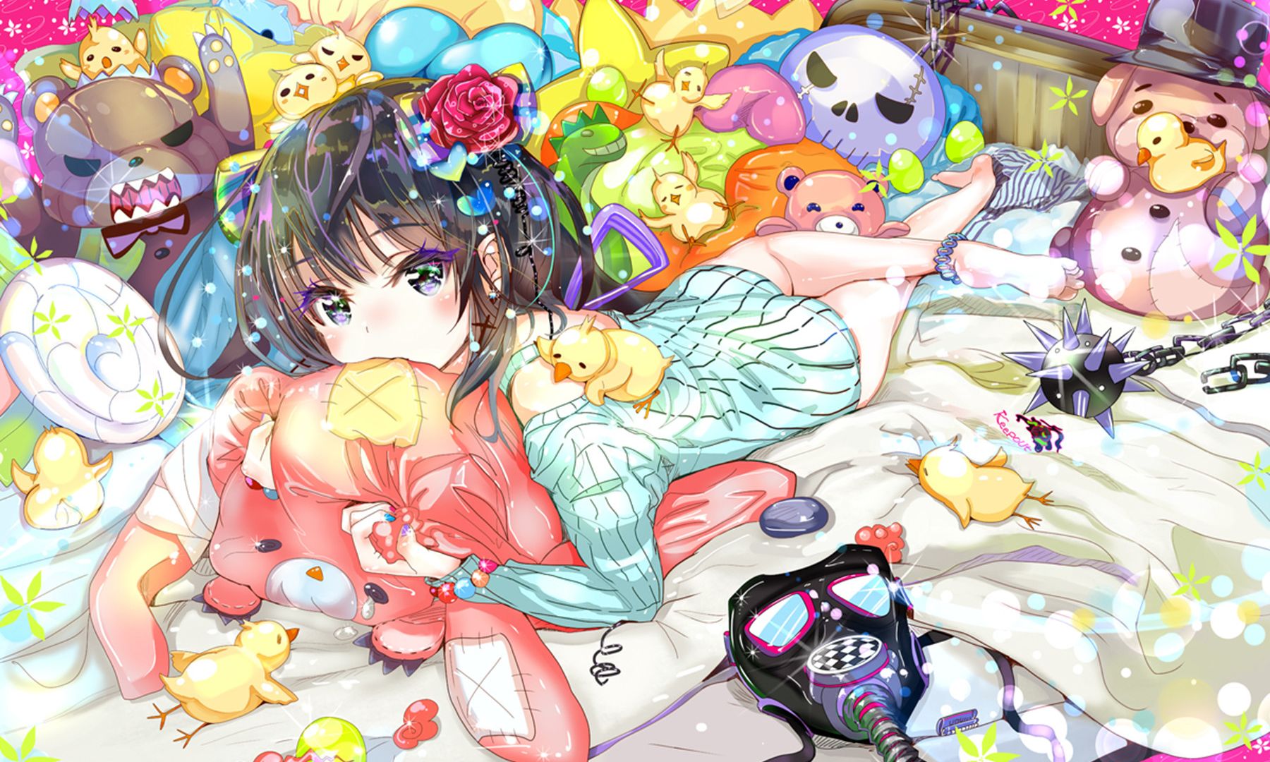Wallpaper Toys, anime girl, cute, lying down