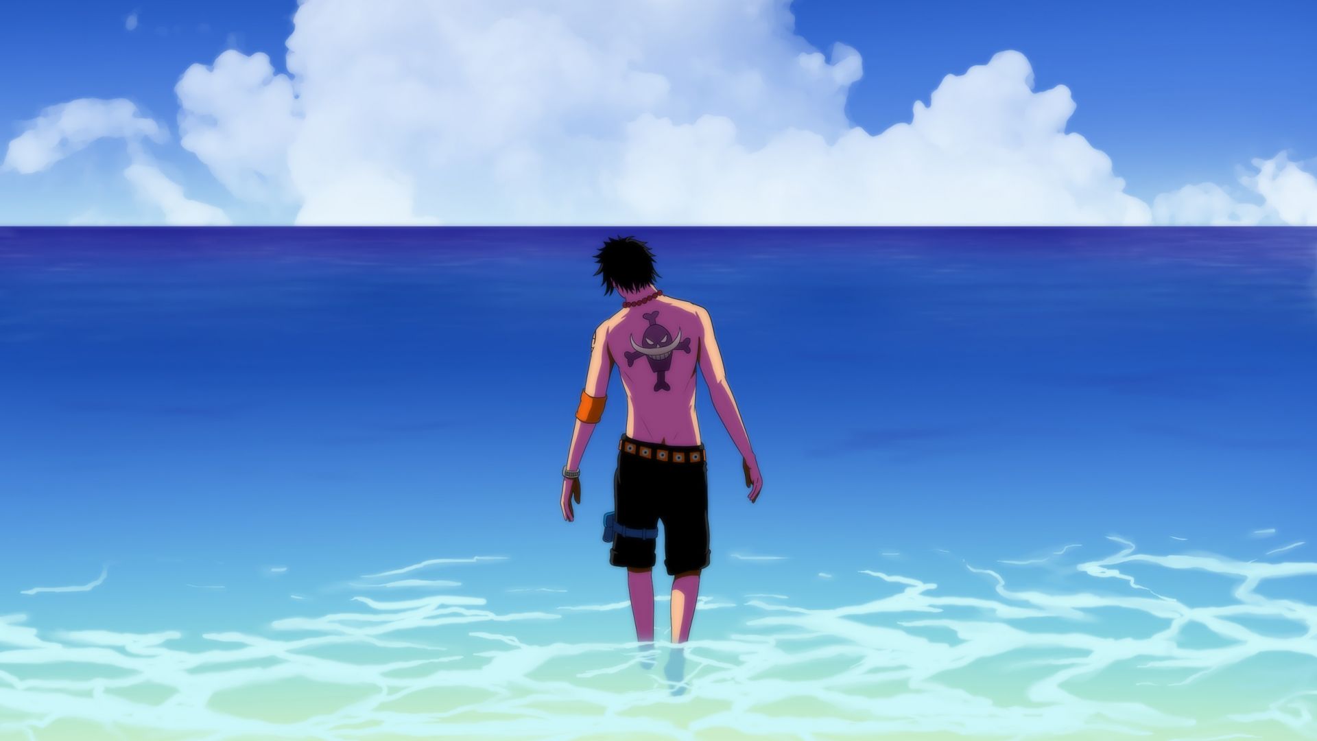 Wallpaper Portgas D. Ace, anime boy, beach
