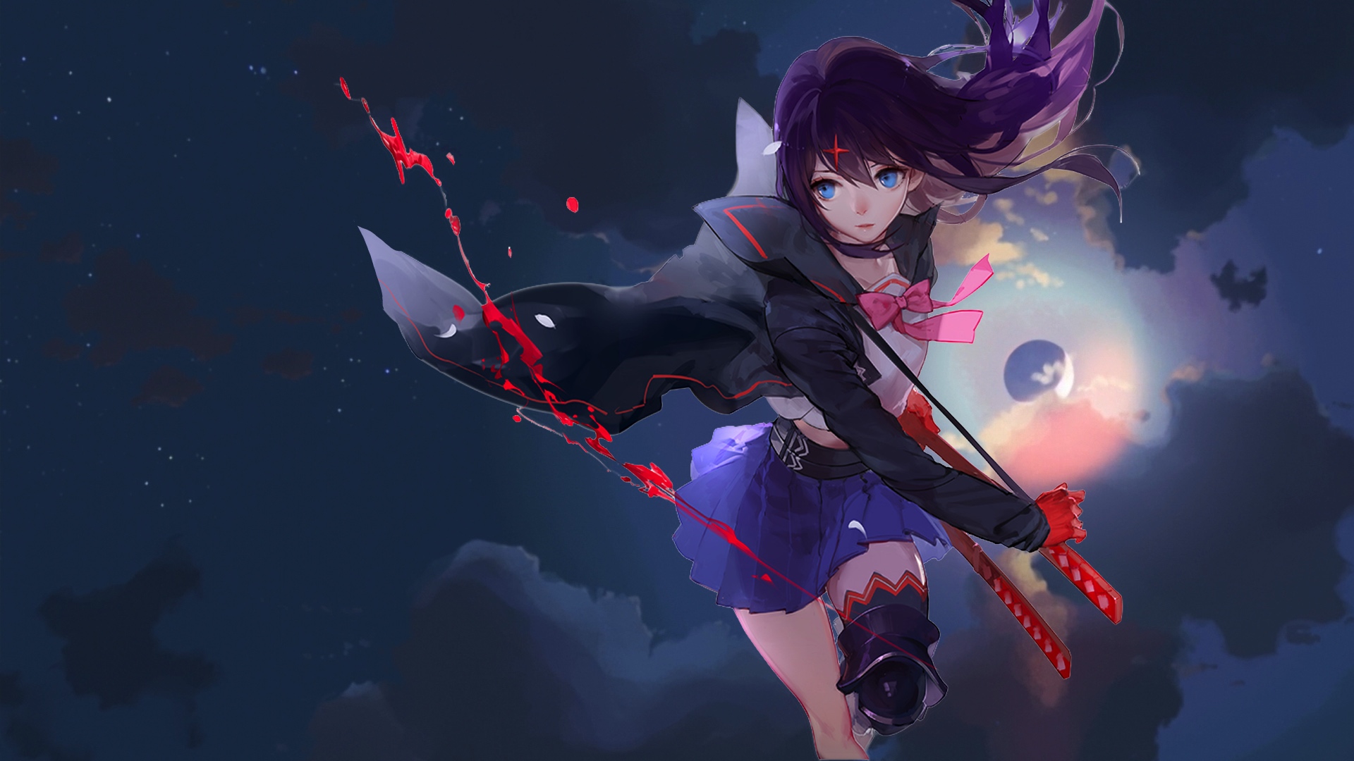Wallpaper Katana, fight, anime girl, Ryūko Matoi