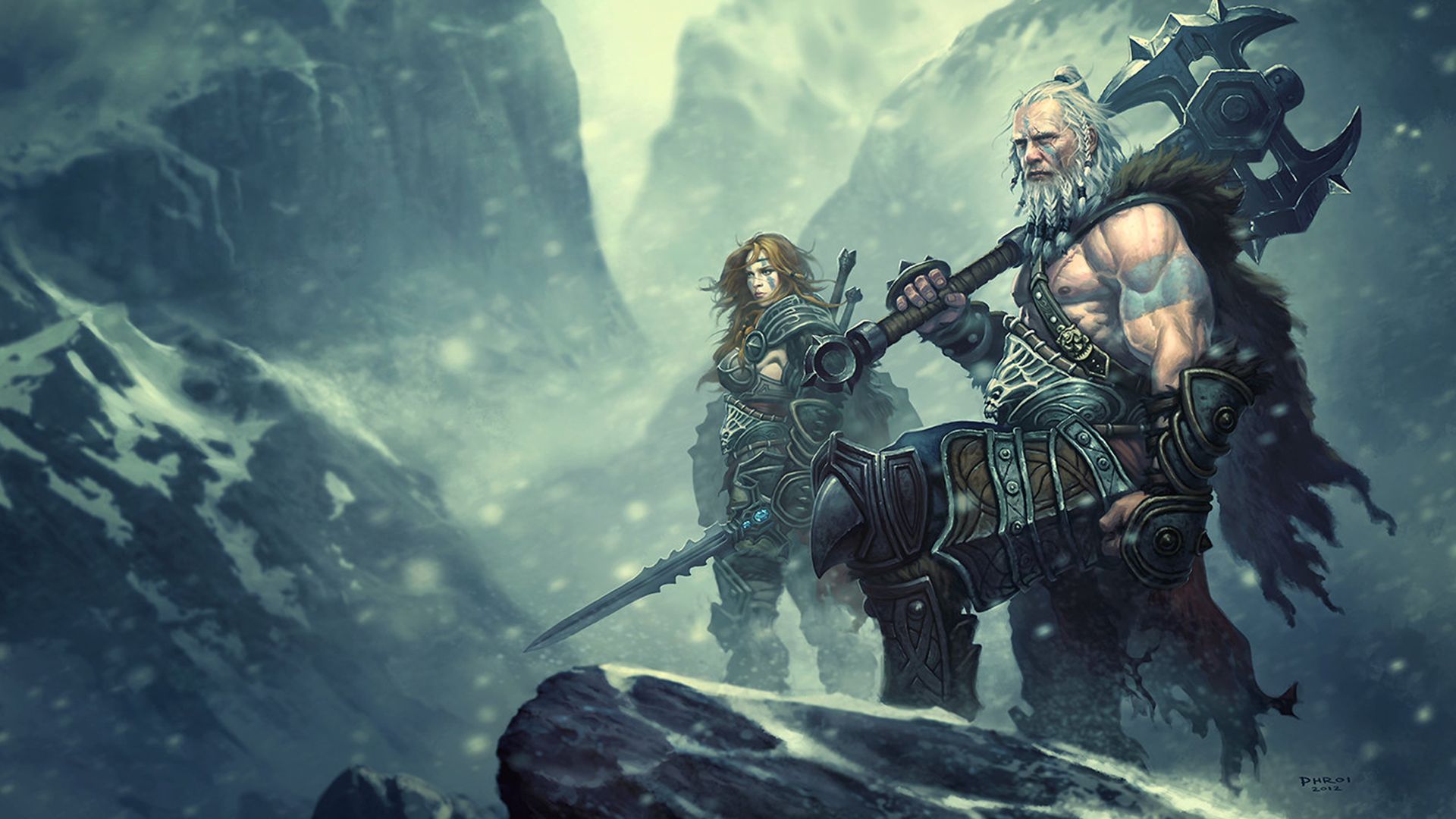 Wallpaper Diablo III, video game, barbarian, warrior, fan art