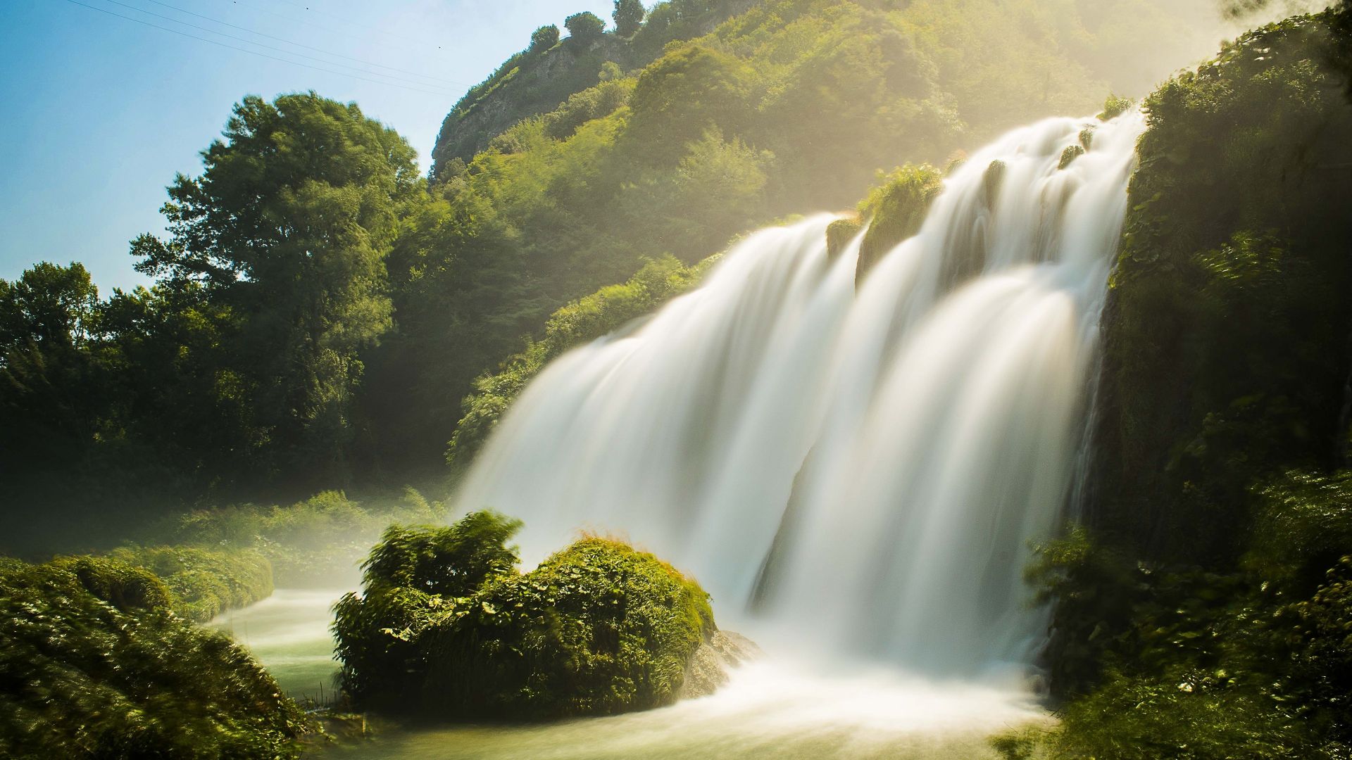 Wallpaper Waterfall, nature, river, summer, 4k