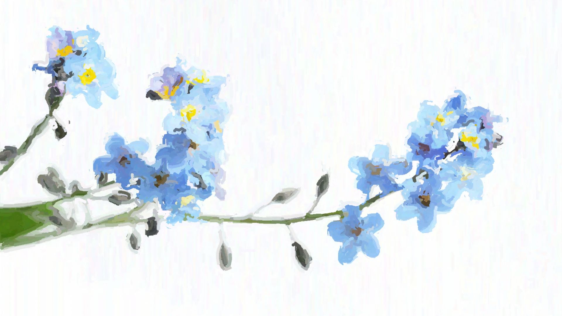 Wallpaper Blue flowers, blossom, minimal, art