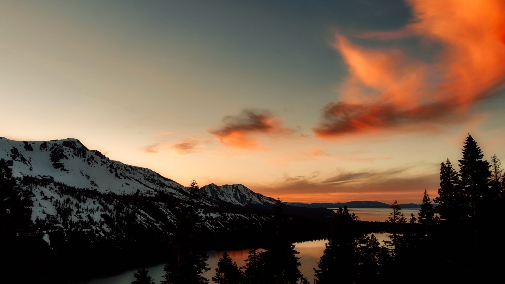 Wallpaper Mountains, landscape, sky, sunset, clouds