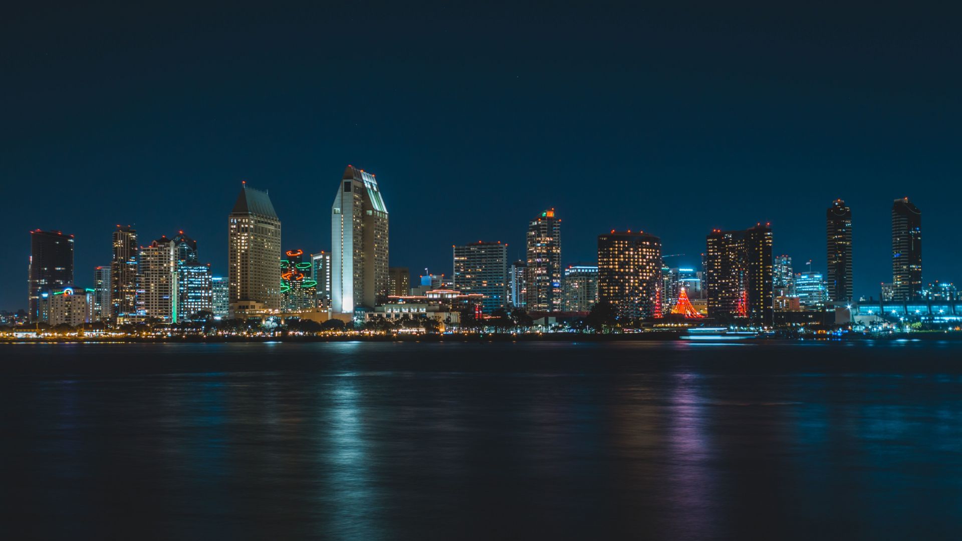 Wallpaper Buildings, San Diego, city, night, lights