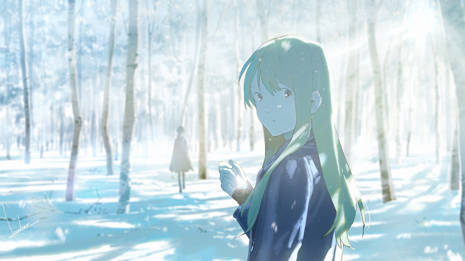 Wallpaper Anime girl, turning back, original, outdoor