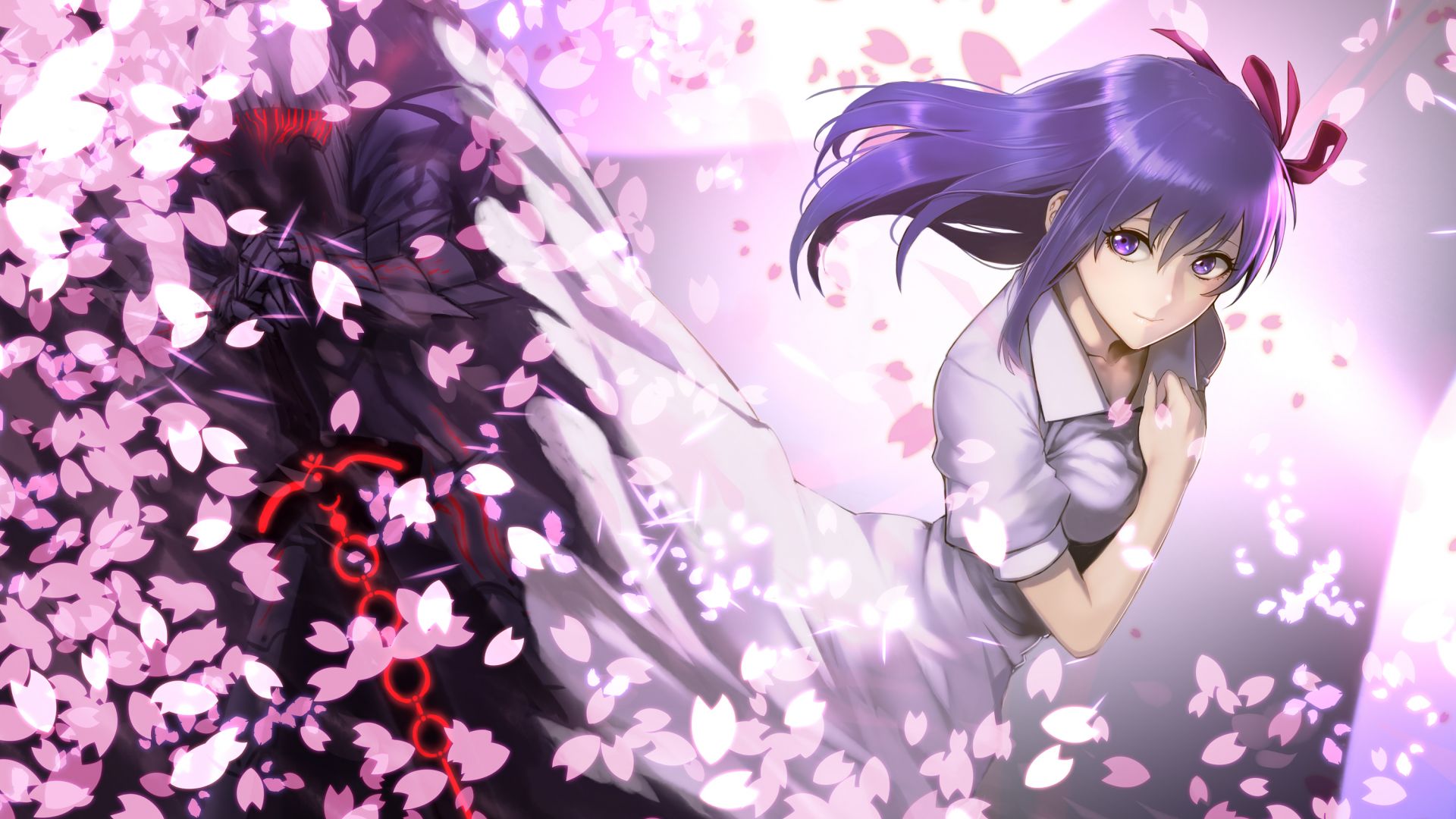 Wallpaper Fate/stay night, blossom, anime girl