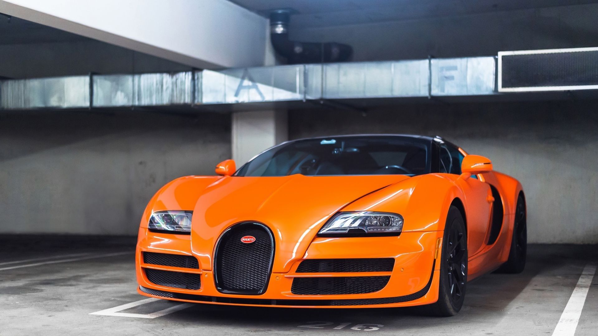 Wallpaper Orange, Bugatti Veyron, luxury, front