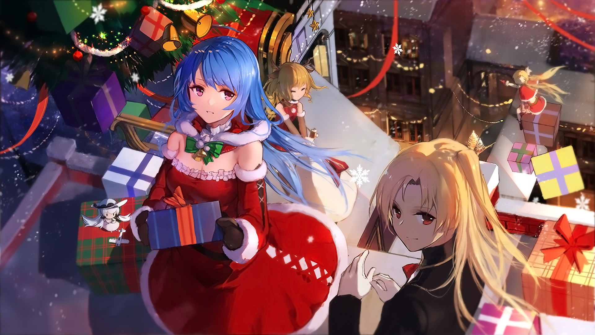 Wallpaper Anime girls, azur lane, christmas, party