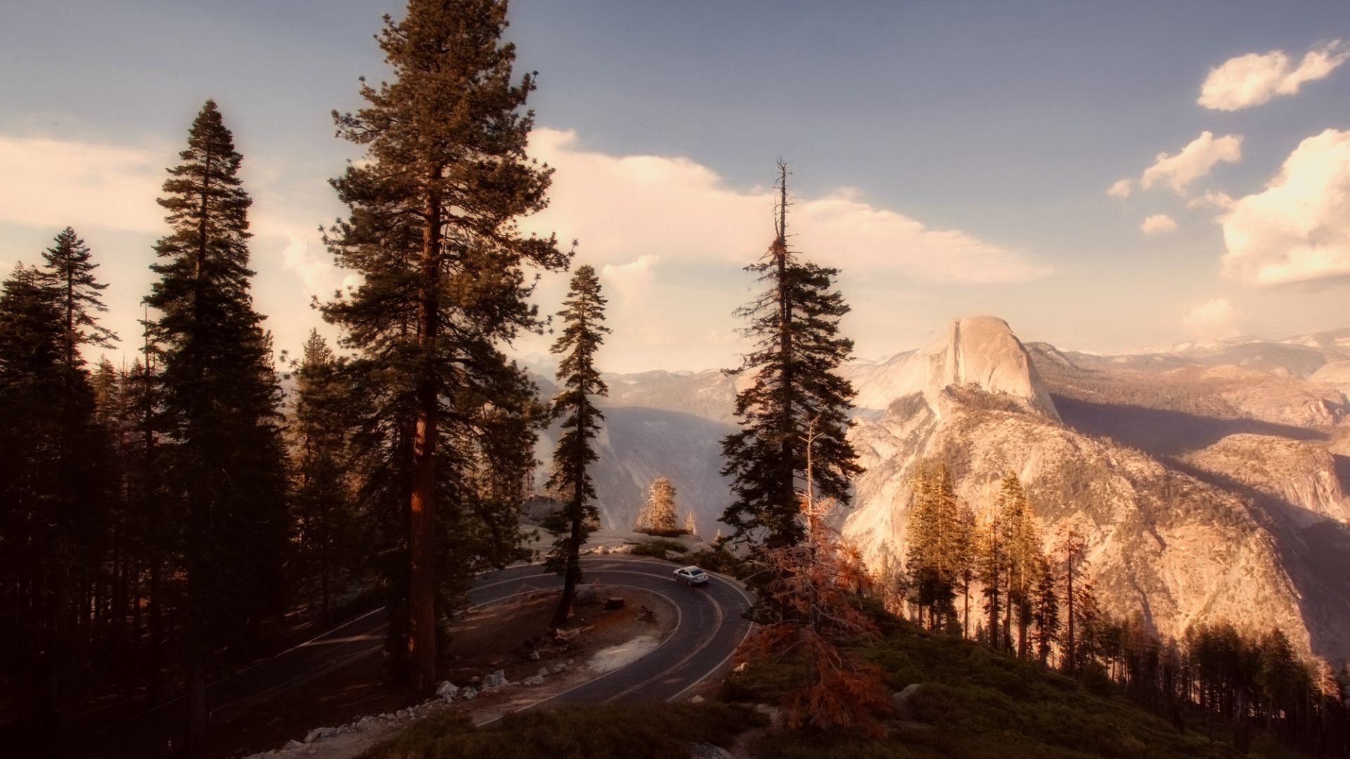 Wallpaper Yosemite national park, road, trees, mountains