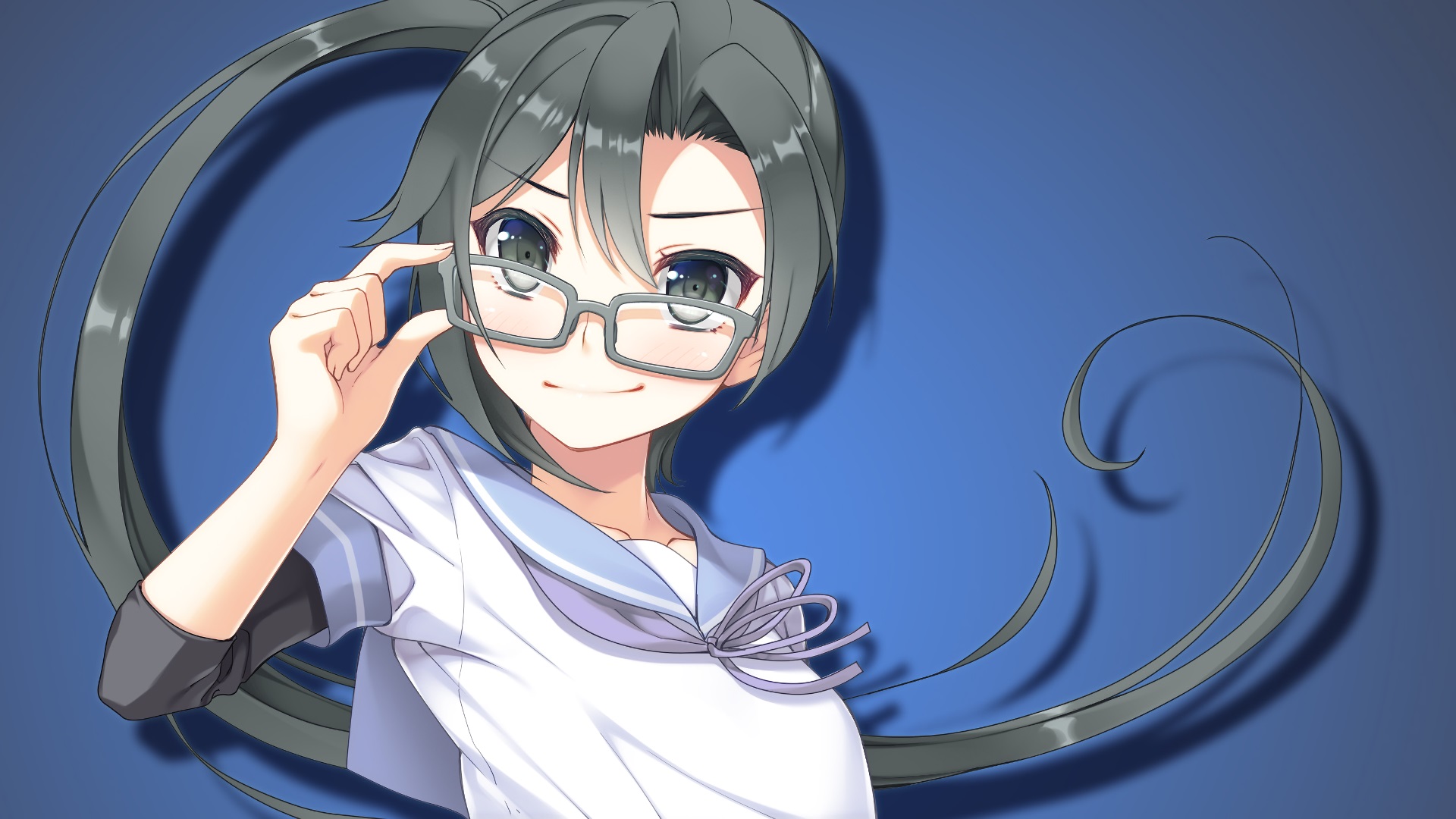 Wallpaper Amagiri, kancolle, glasses, anime girl