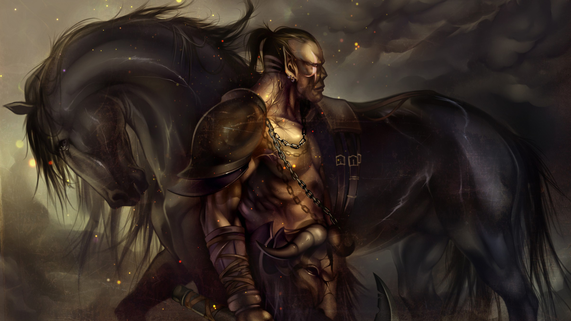 Wallpaper Horse and warrior, fantasy, art