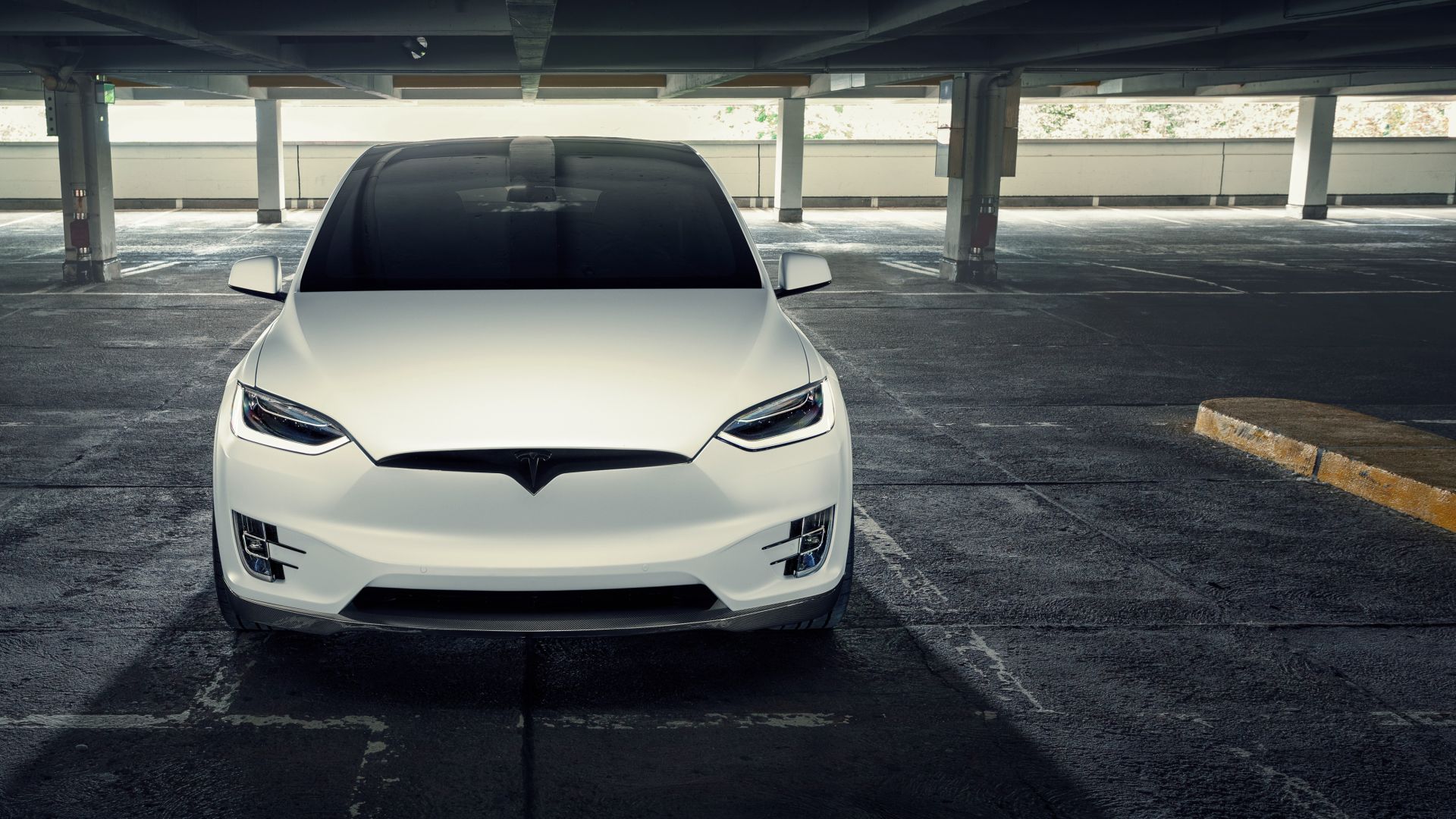 Wallpaper Tesla Model X, white car, front view