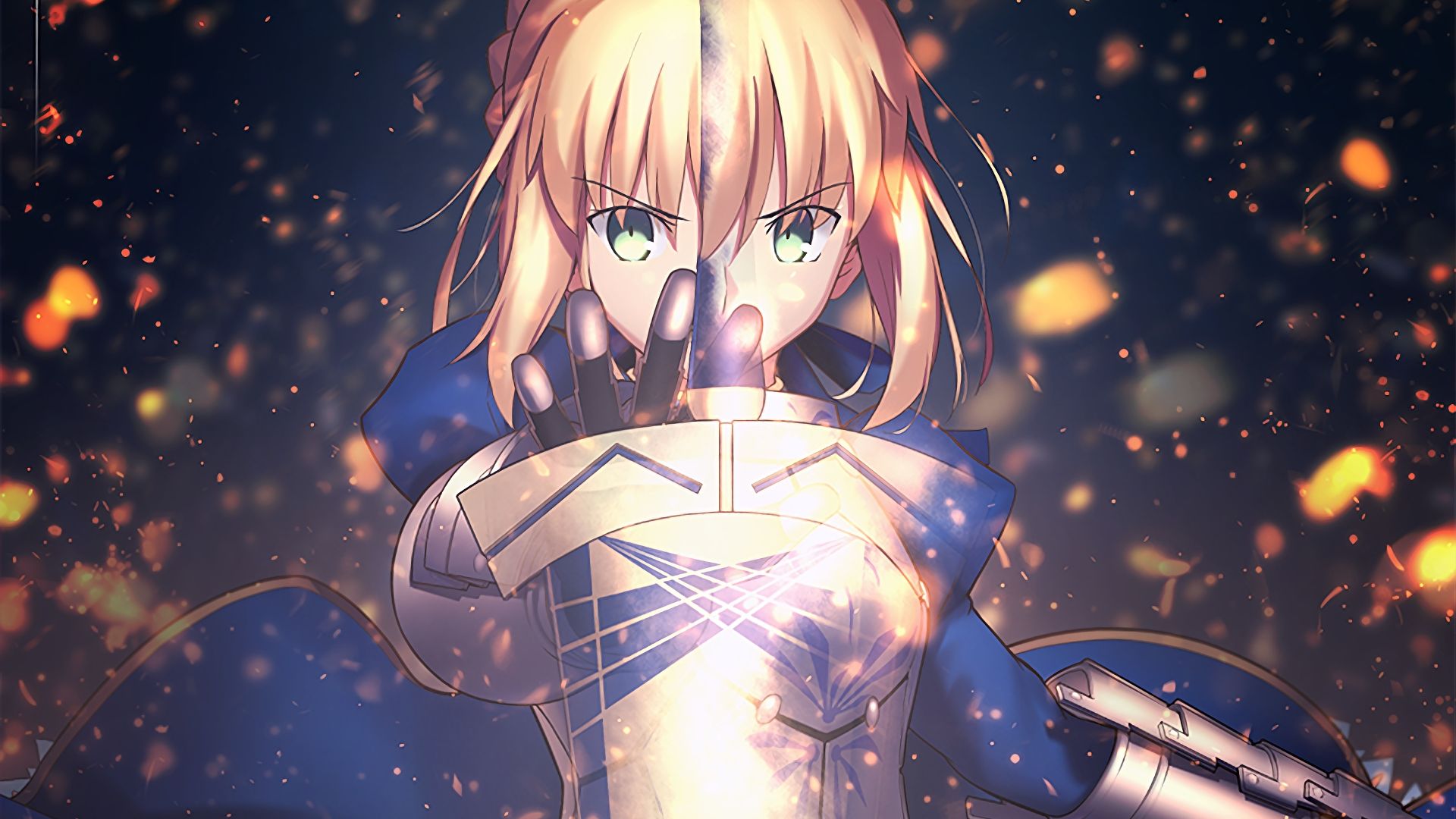 Desktop Wallpaper Blonde, Angry Saber, Anime Girl, Hd Image, Picture,  Background, 1hzkc9