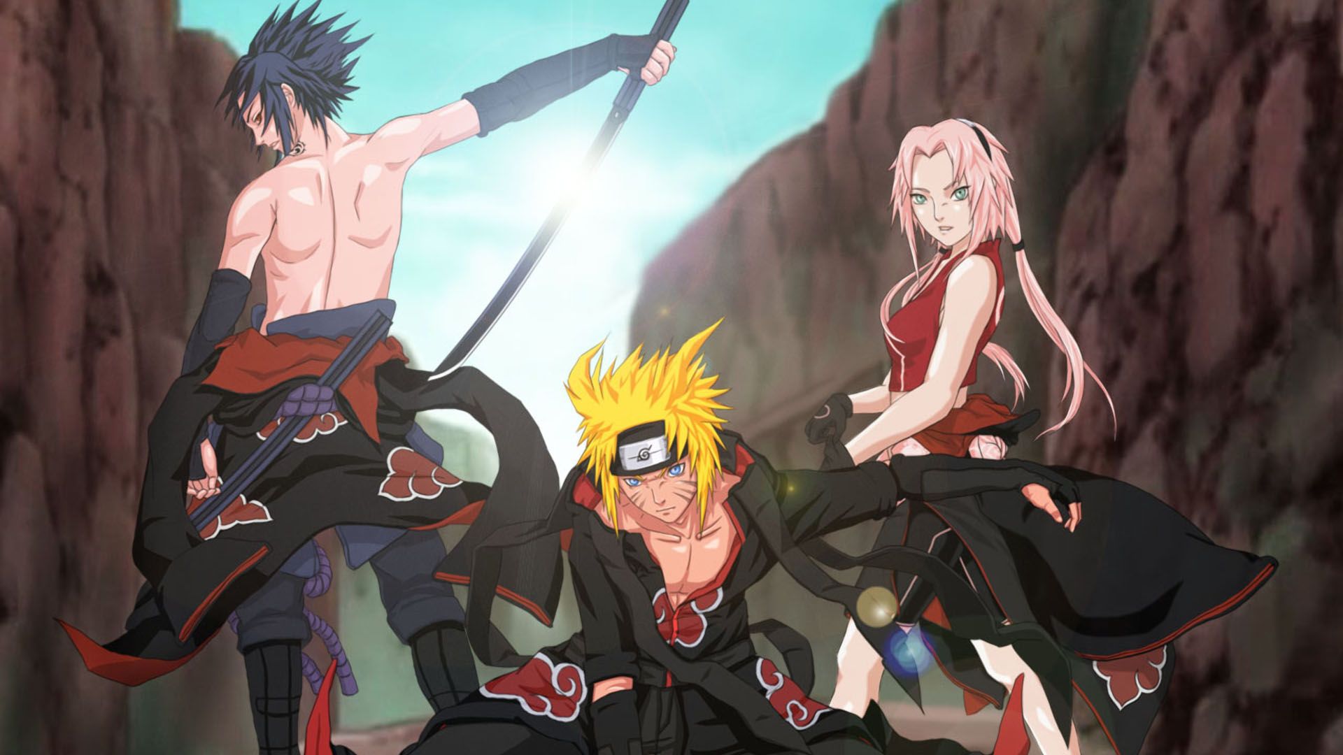 Wallpaper Naruto Uzumaki, Sakura Haruno, Sasuke Uchiha, Naruto, anime