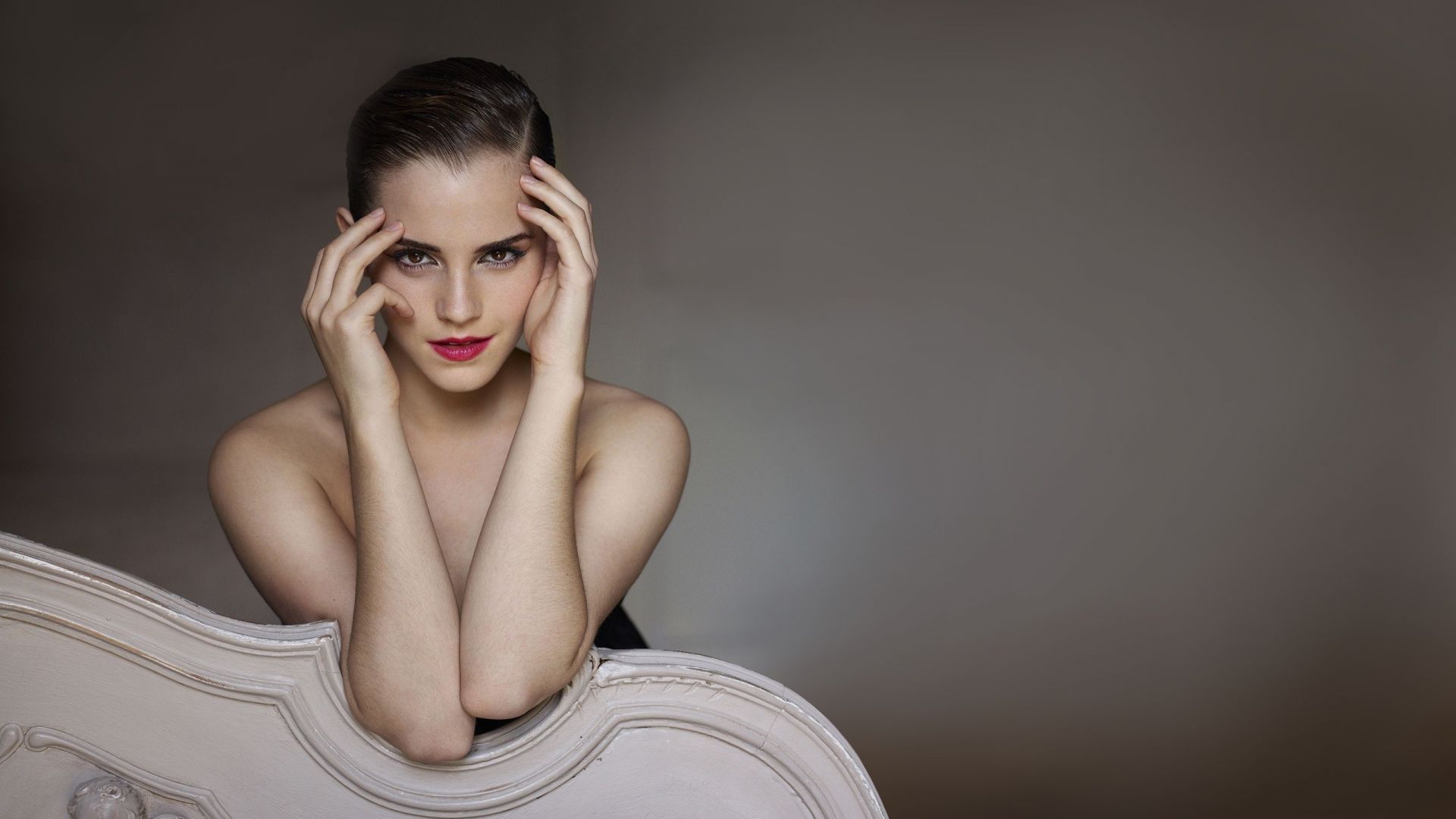 Wallpaper Emma Watson, beautiful English celebrity, hands on face