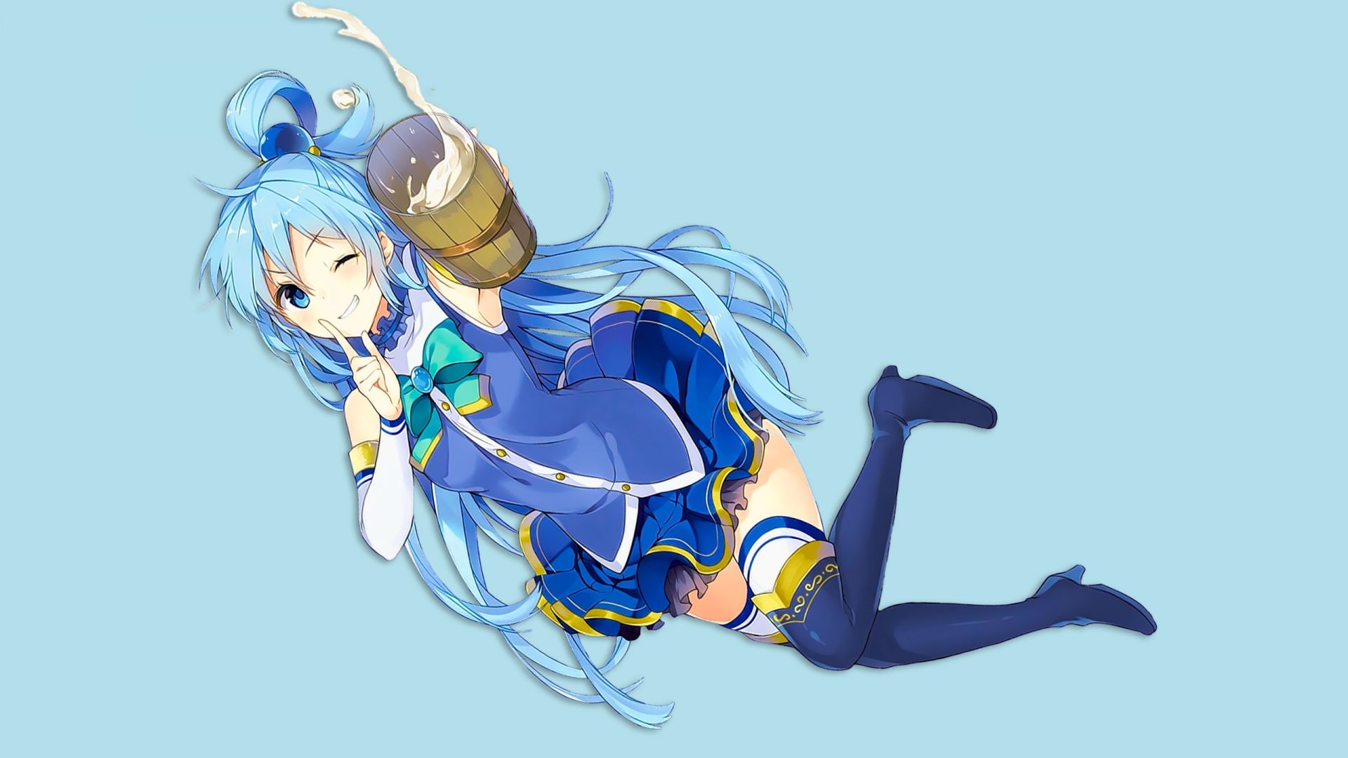 Desktop Wallpaper Blue Hair, Aqua, Konosuba, Anime, Hd Image, Picture,  Background, 1vbvtb