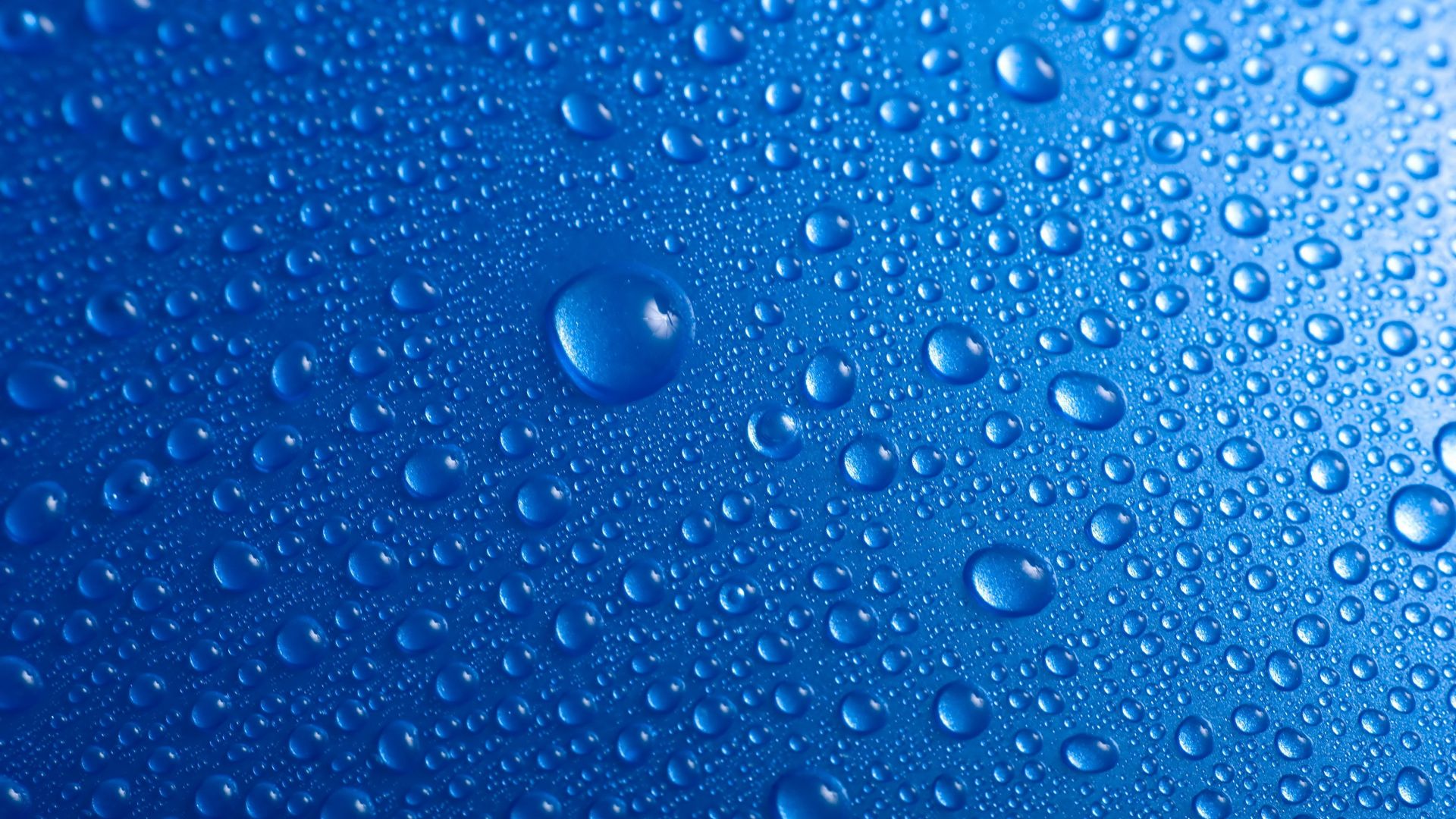 Wallpaper Water droplets, blue surface