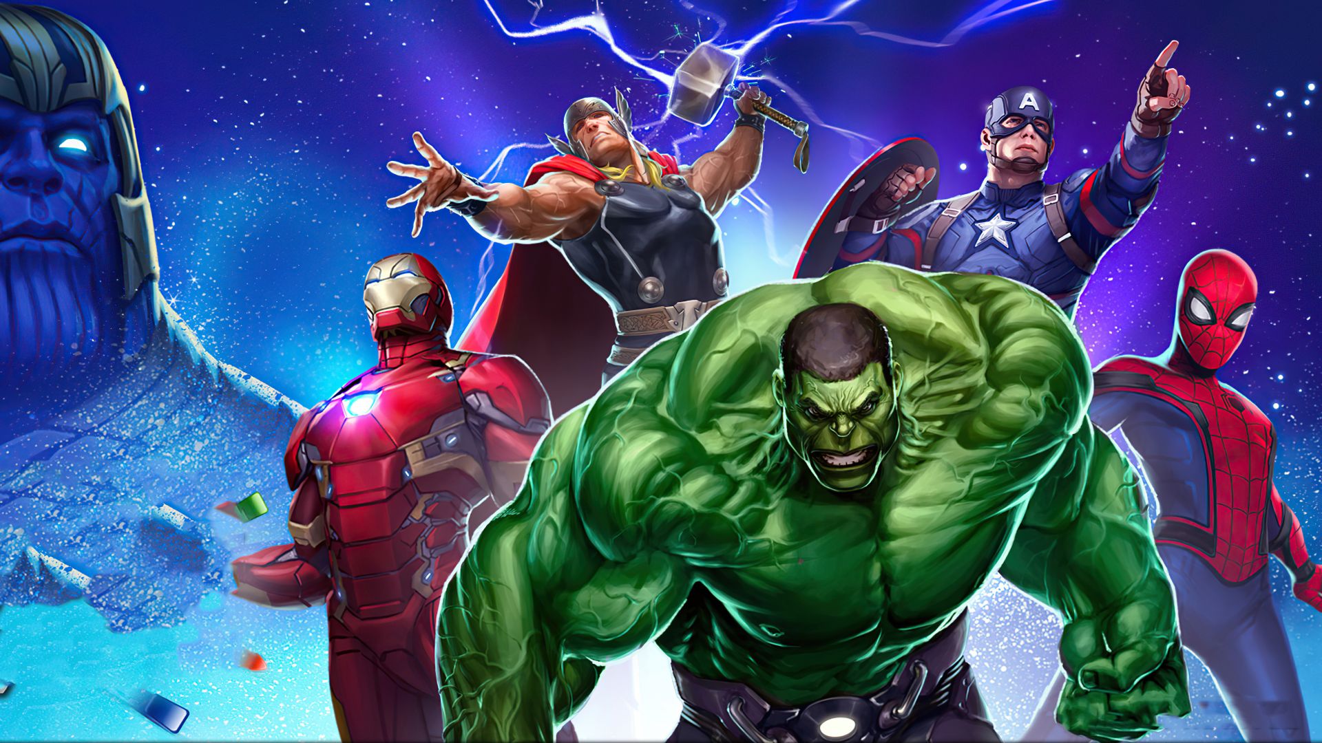 Wallpaper Marvel Puzzle Quest, video game, 2020, Hulk, Avengers, artwork