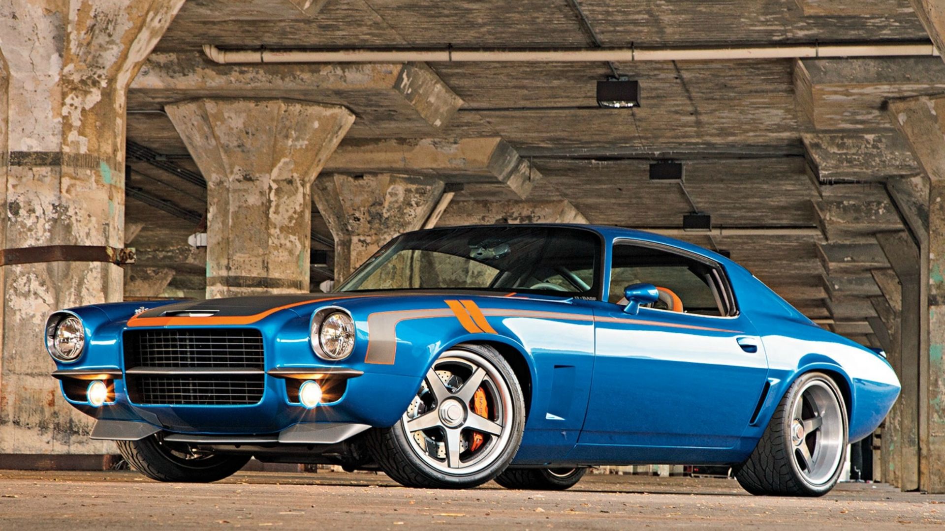 Wallpaper Chevrolet camaro, blue, muscle car
