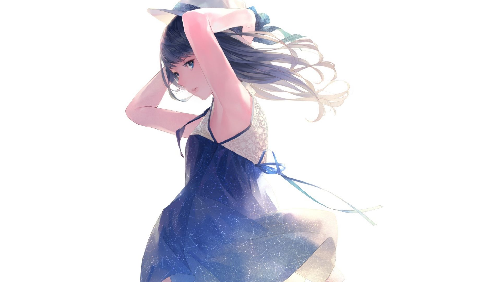 Wallpaper Short dress, beautiful, anime girl, arms up