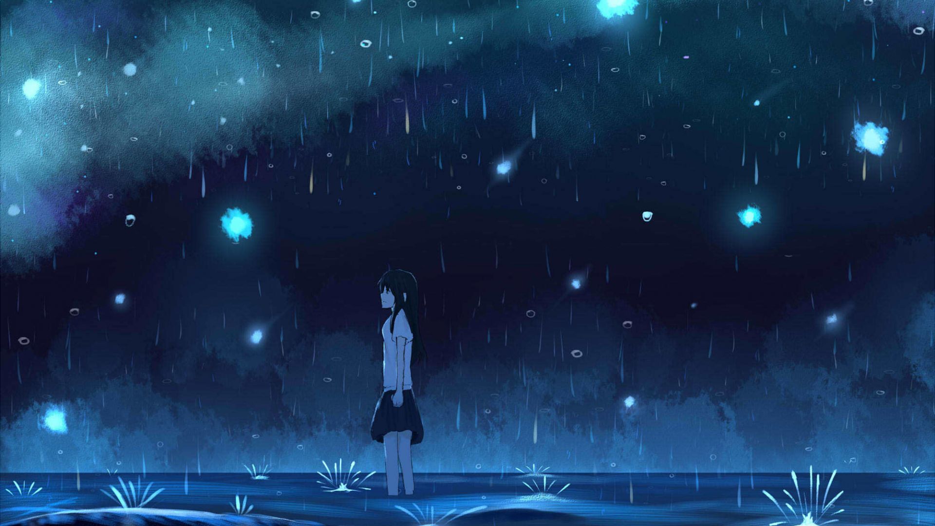Desktop Wallpaper Anime Girl, Rain, Outdoor, Hd Image, Picture, Background,  2354ba