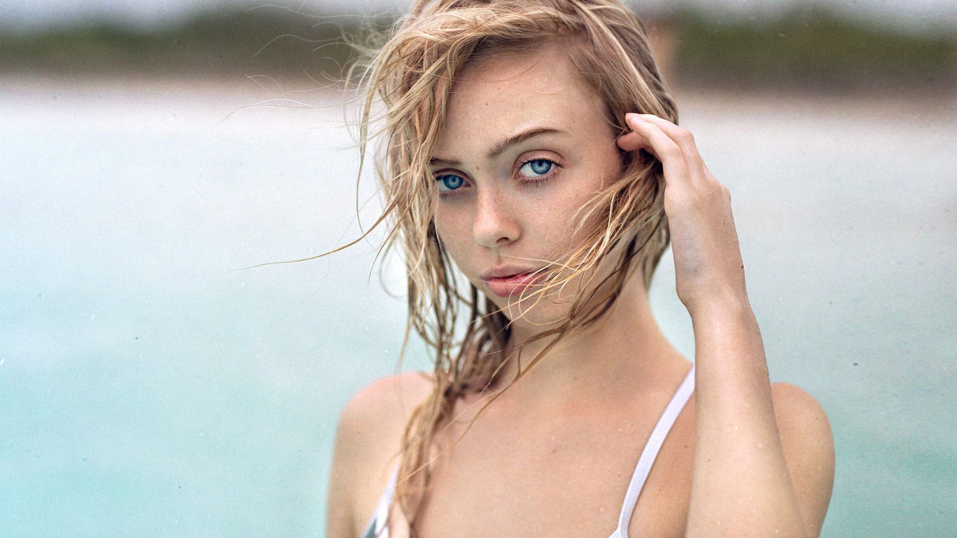 Wallpaper Blue eyes, girl model, blonde