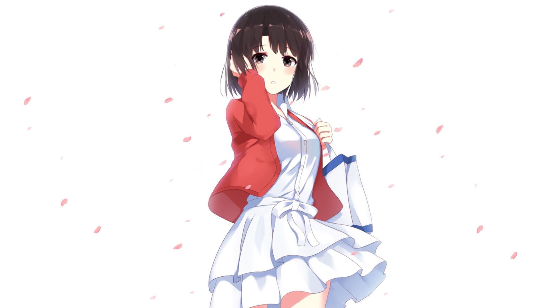 Wallpaper Megumi Kato, Saenai Heroine no Sodatekata, cute anime girl, white dress
