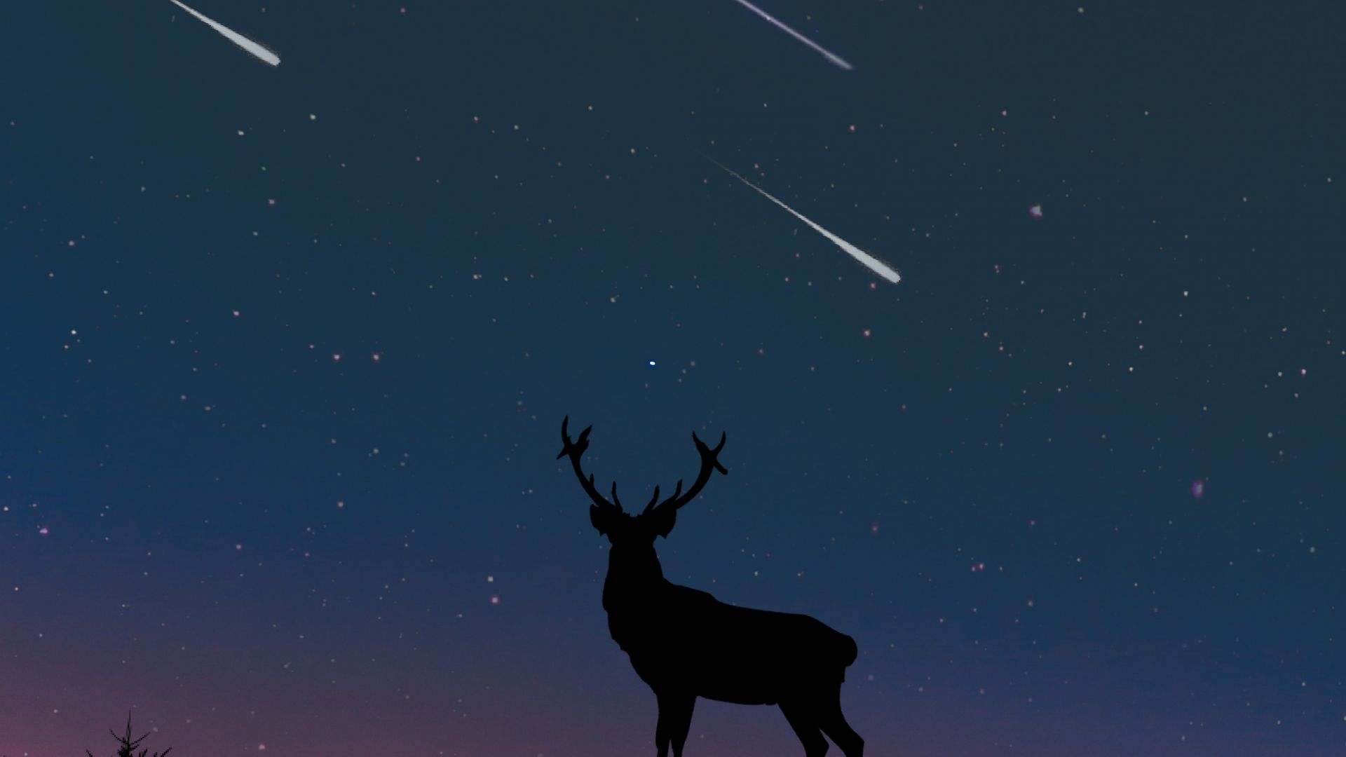 Wallpaper Deer, moon, night, artwork