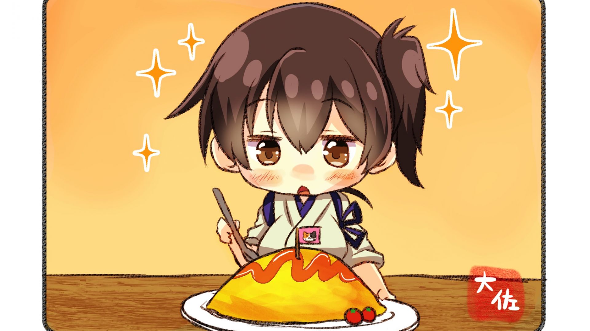Desktop Wallpaper Kantai, Anime Girl, Eating Food, Hd Image, Picture,  Background, 2bb558