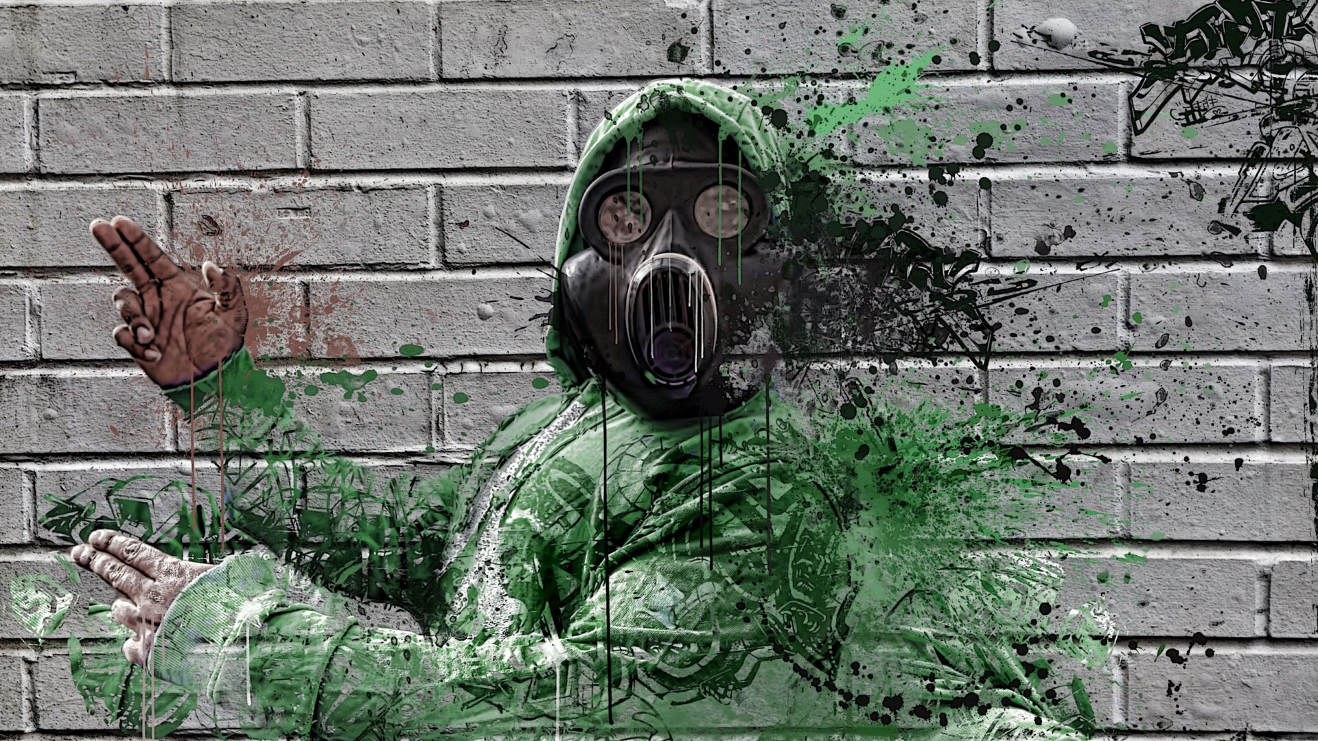 Wallpaper Gas mask, graffiti, art, wall
