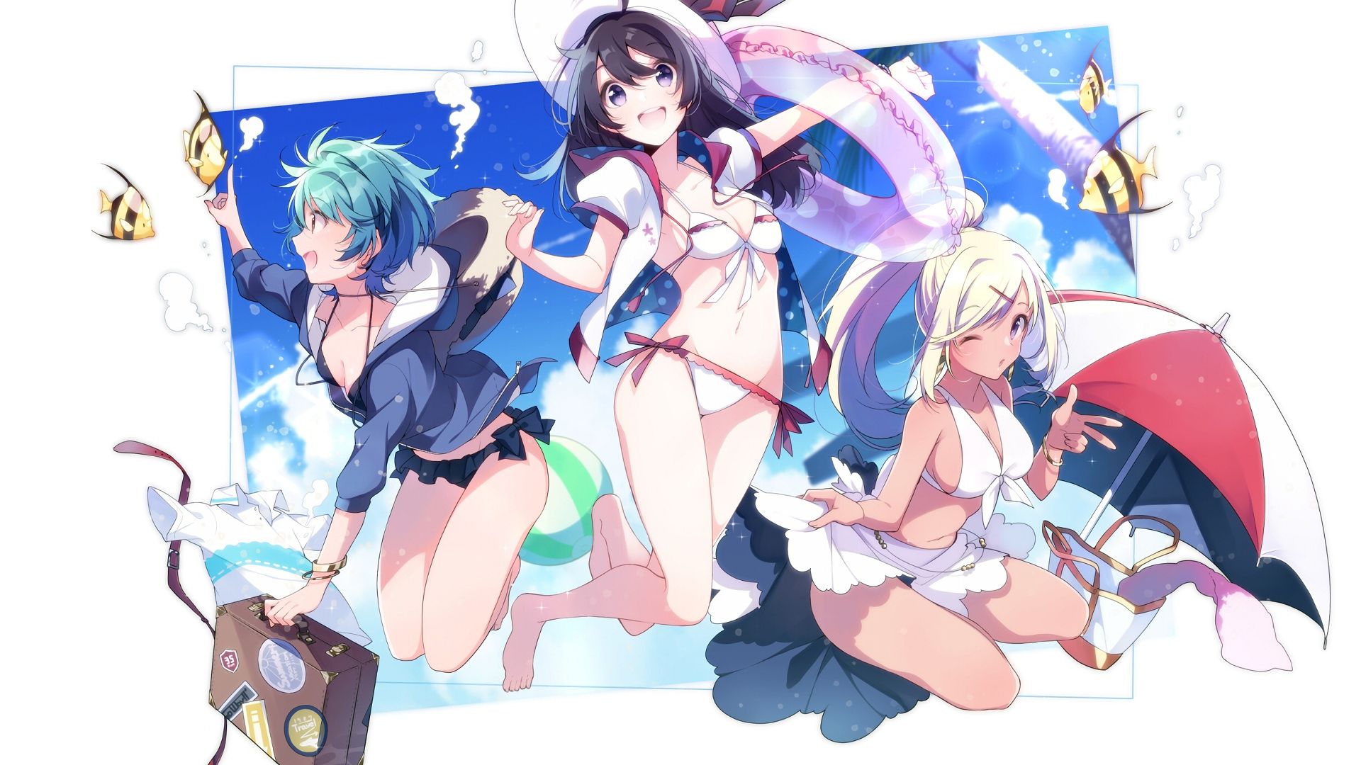 Wallpaper Summer, fun, original, anime girls