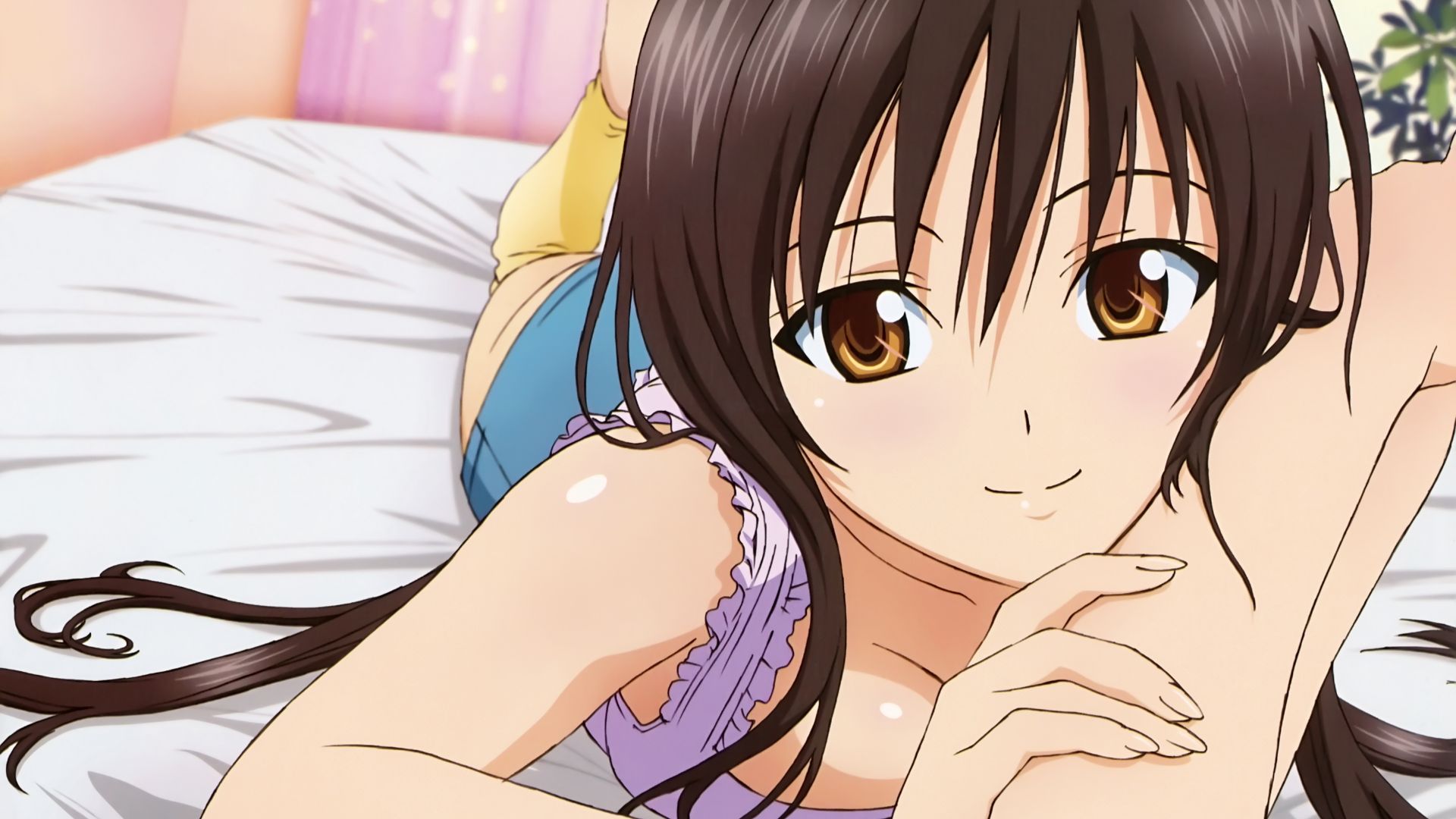Wallpaper Yui Kotegawa in bed anime girl, To LOVE-Ru