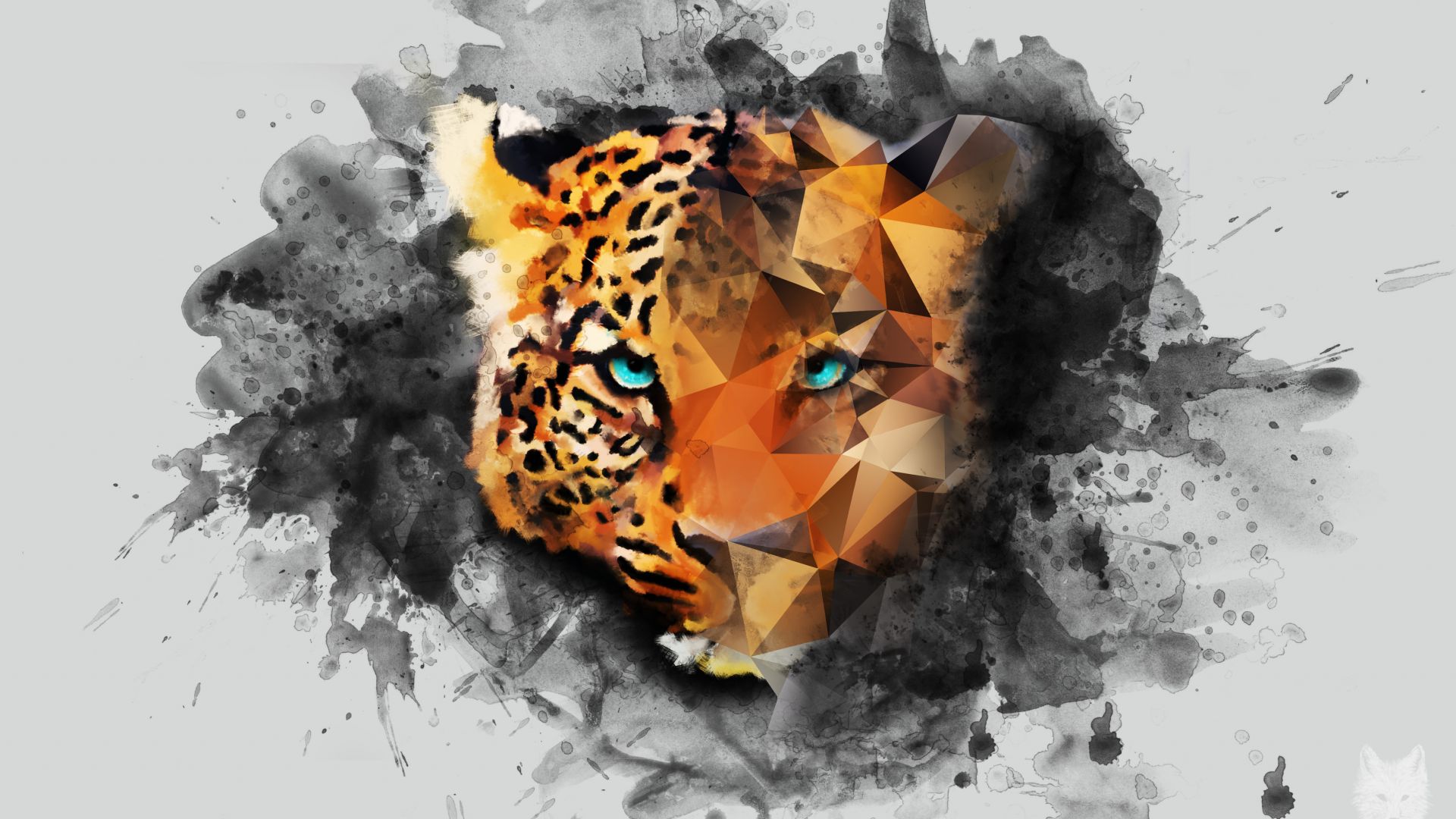 Wallpaper Leopard, muzzle, art, low poly