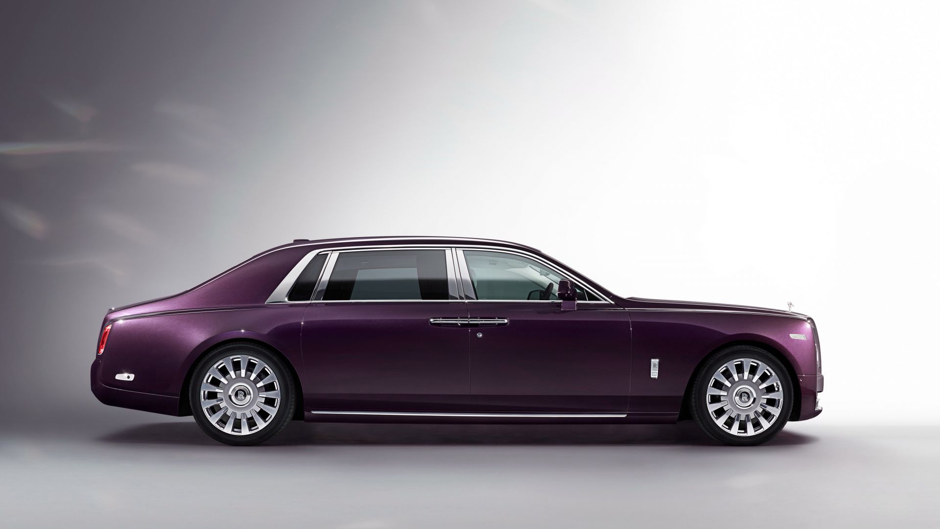 Wallpaper Rolls-Royce Phantom, side view, purple car