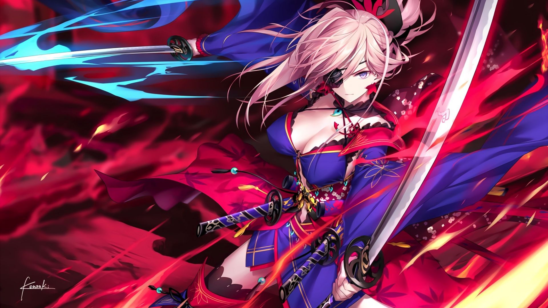 Desktop Wallpaper  Miyamoto Musashi Anime Girl  Warrior 