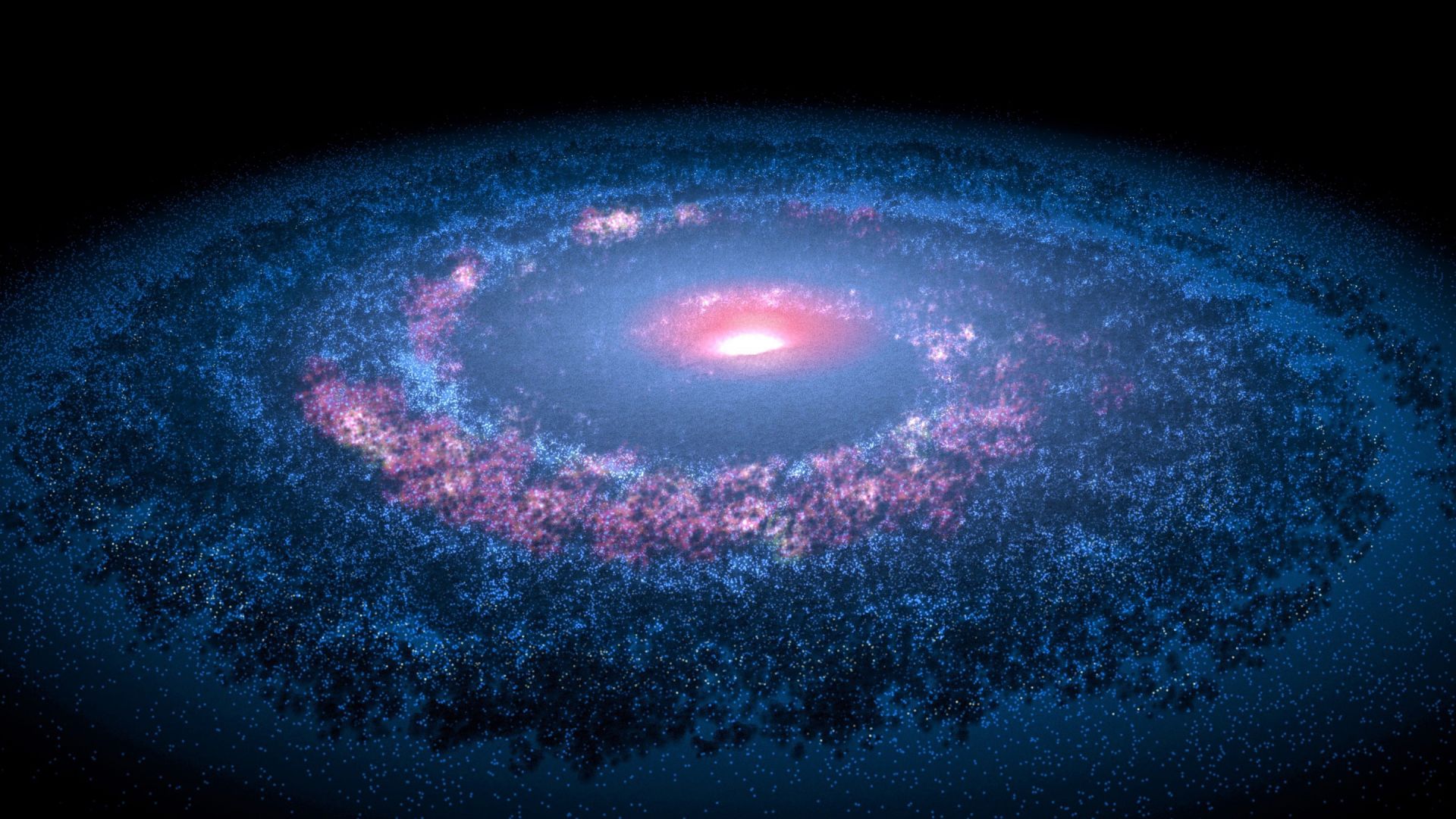 Wallpaper Spiral galaxy, Spitzer telescope view, space, stars, 4k
