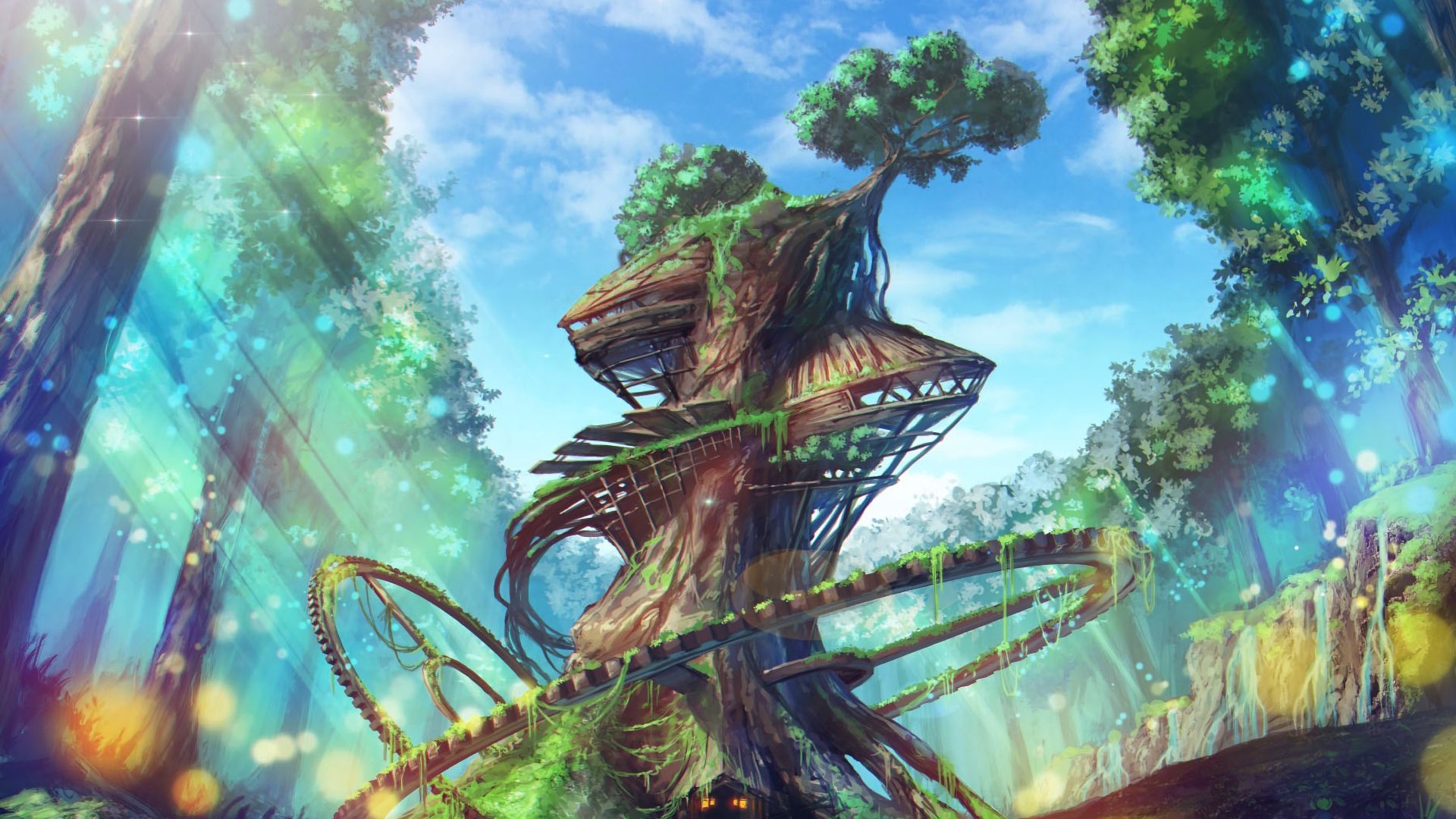 Wallpaper Tree house, fantasy, art