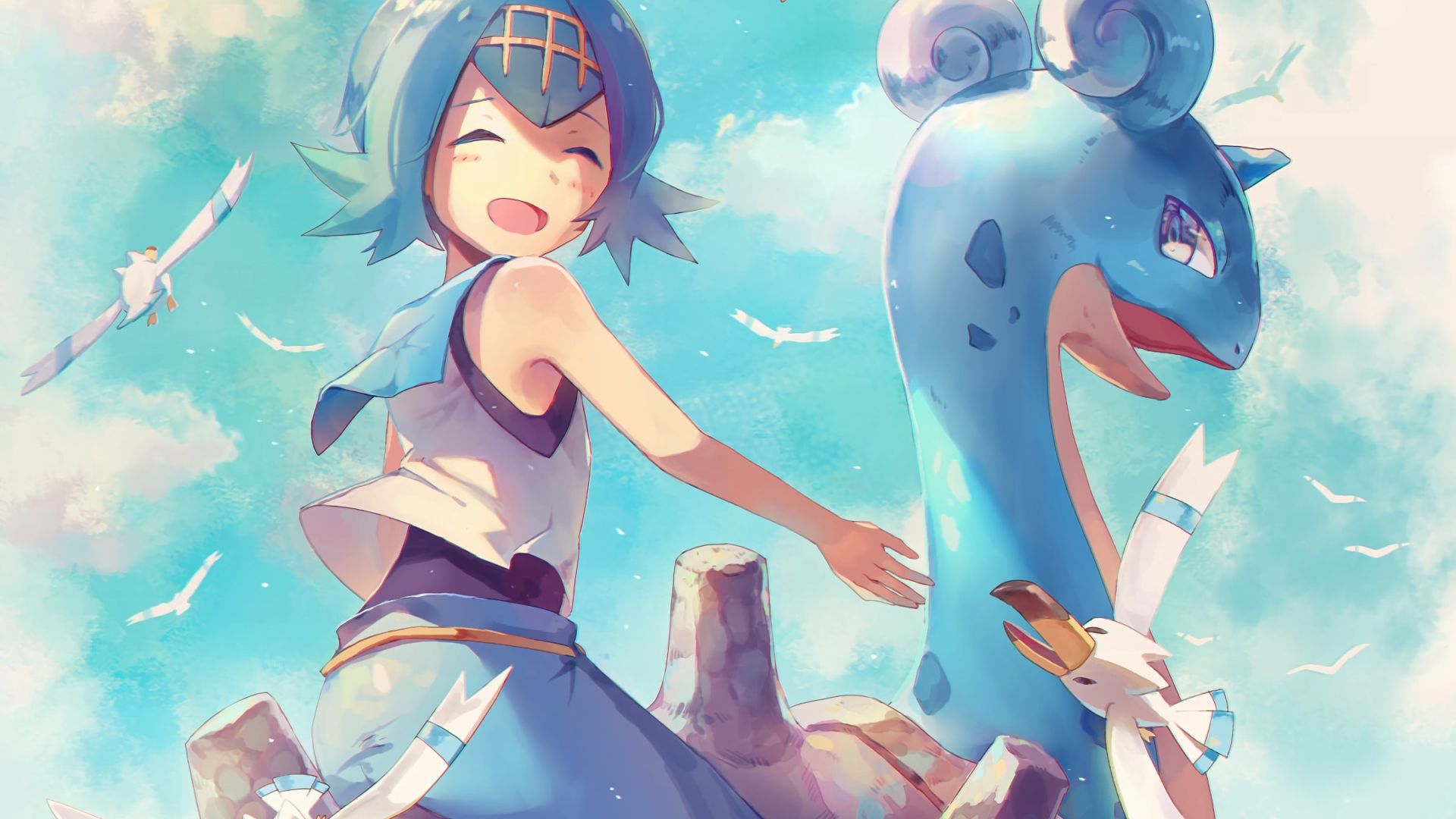 Wallpaper Pokémon Sun And Moon, video game, Lillie, smile
