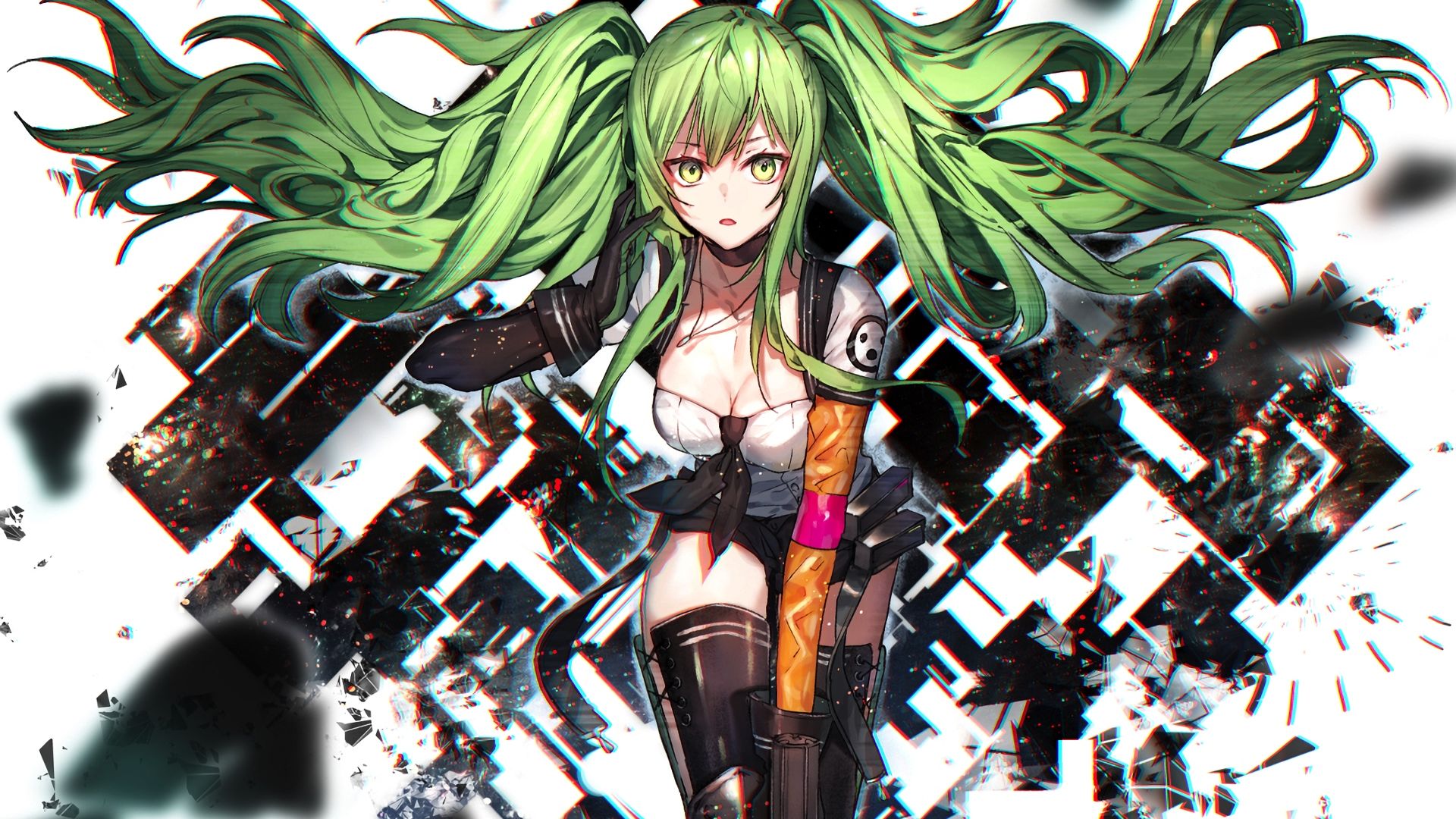 Wallpaper Girls Frontline, green hair, anime girl