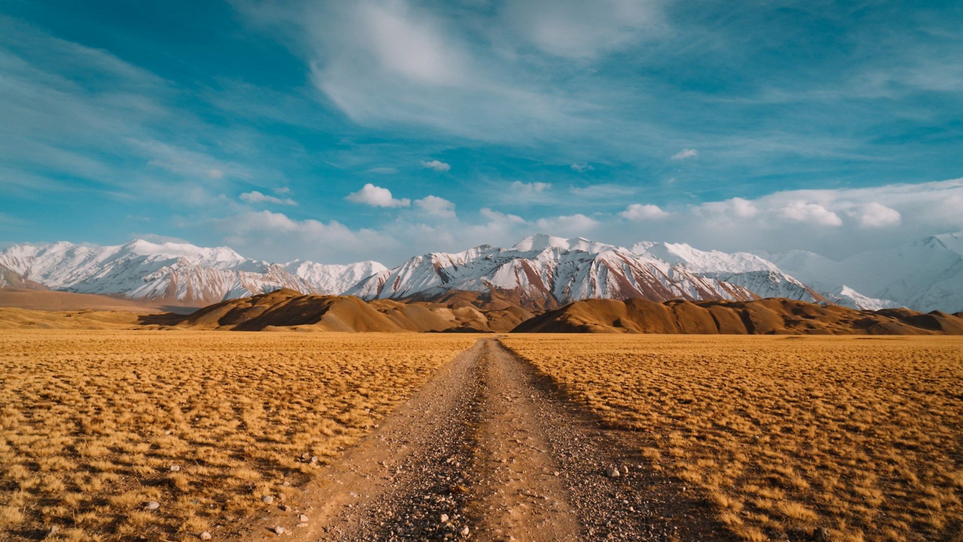 Wallpaper Desert, landscape, mountains, blue skyline