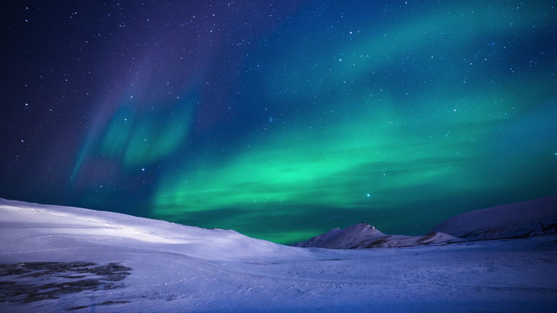 Wallpaper Aurora borealis, landscape, night, sky, 5k