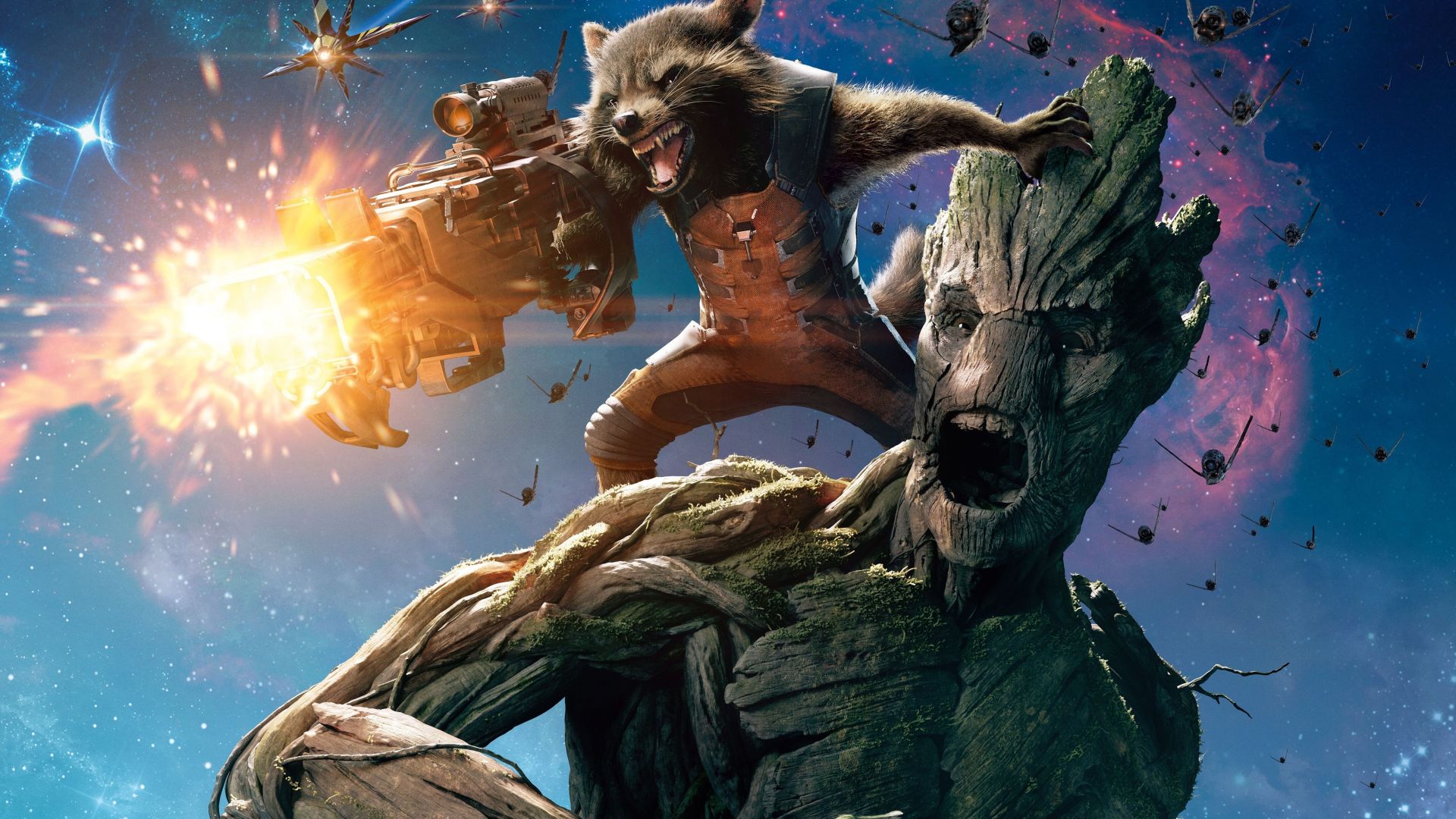 Wallpaper Groot and rocket raccoon, guardians of the galaxy, superhero, 5k