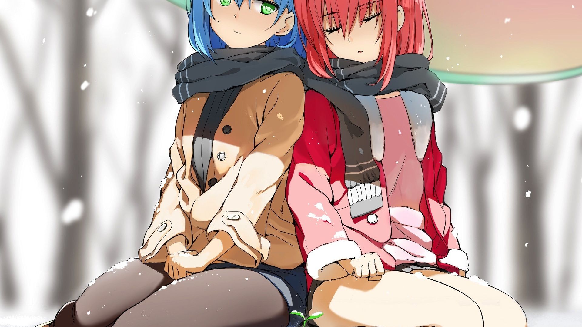 Wallpaper Anime girls, tired, winter