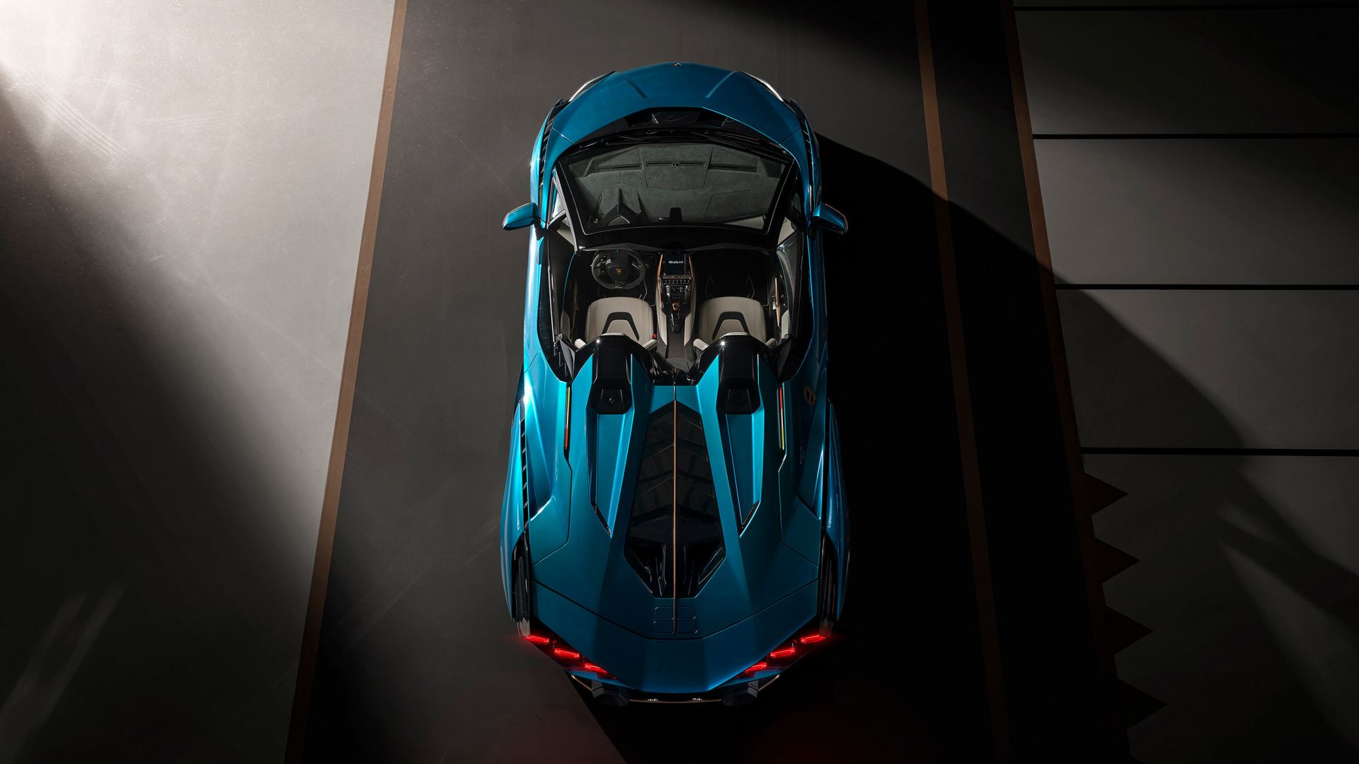 Wallpaper Top view, blue Lamborghini Sián, 2020