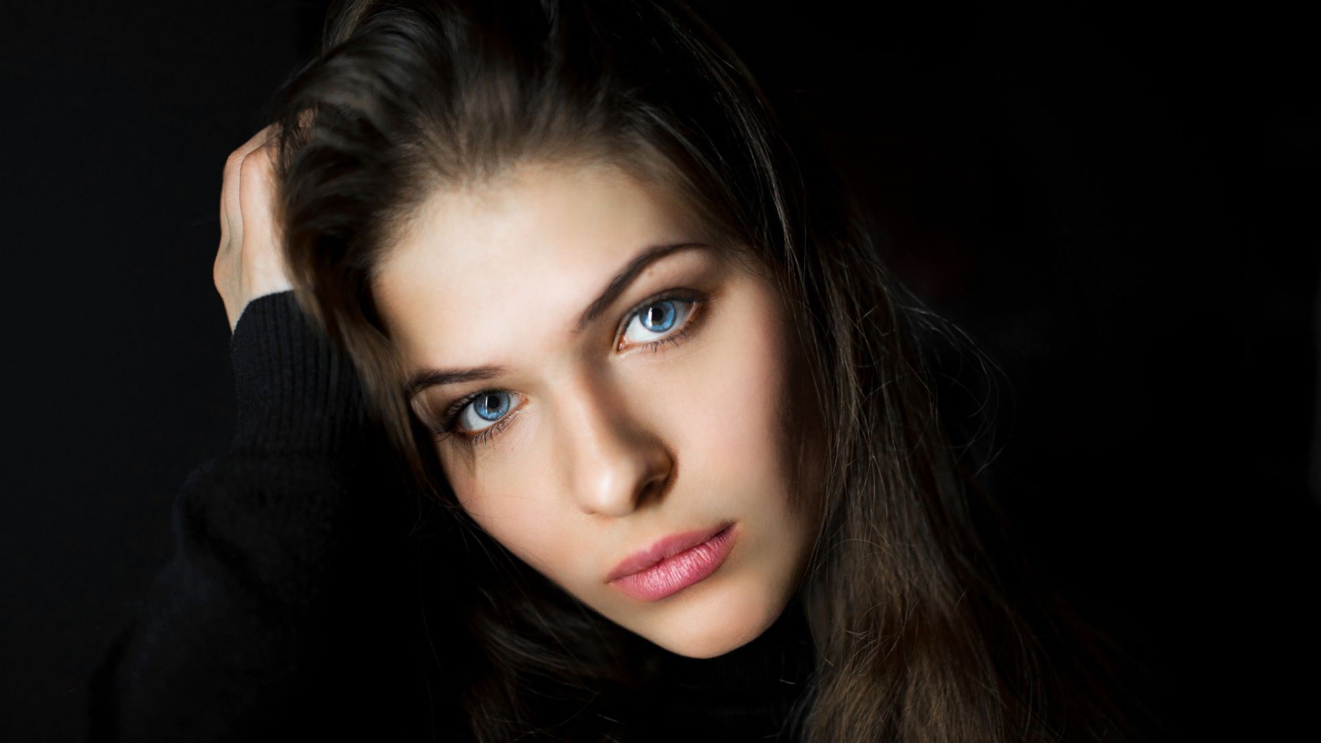 Wallpaper Girl, model, blue eyes