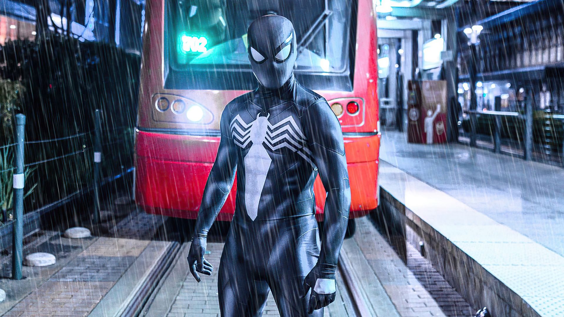Wallpaper Spider-man PS5, video game, dark suit, 2020