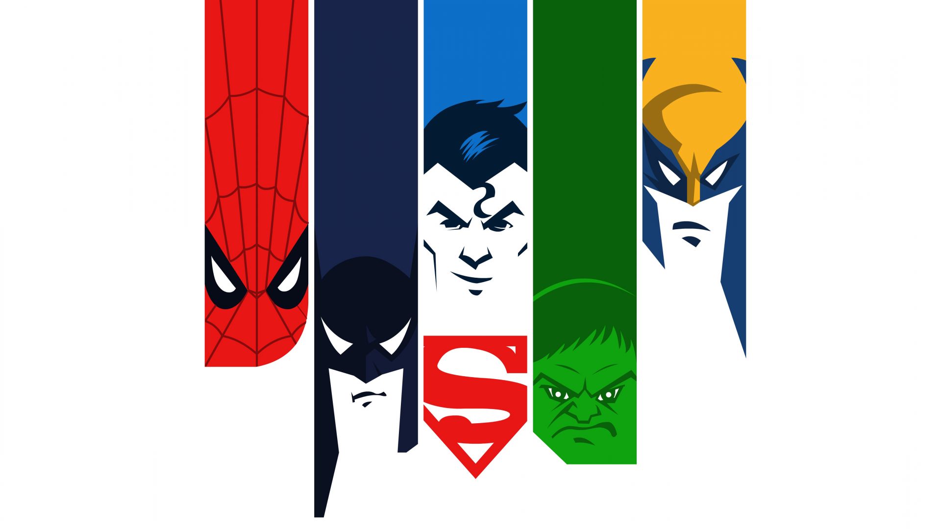 Wallpaper Super man, batman, hulk, spider man, wolverine, superhero, 4k, minimalism