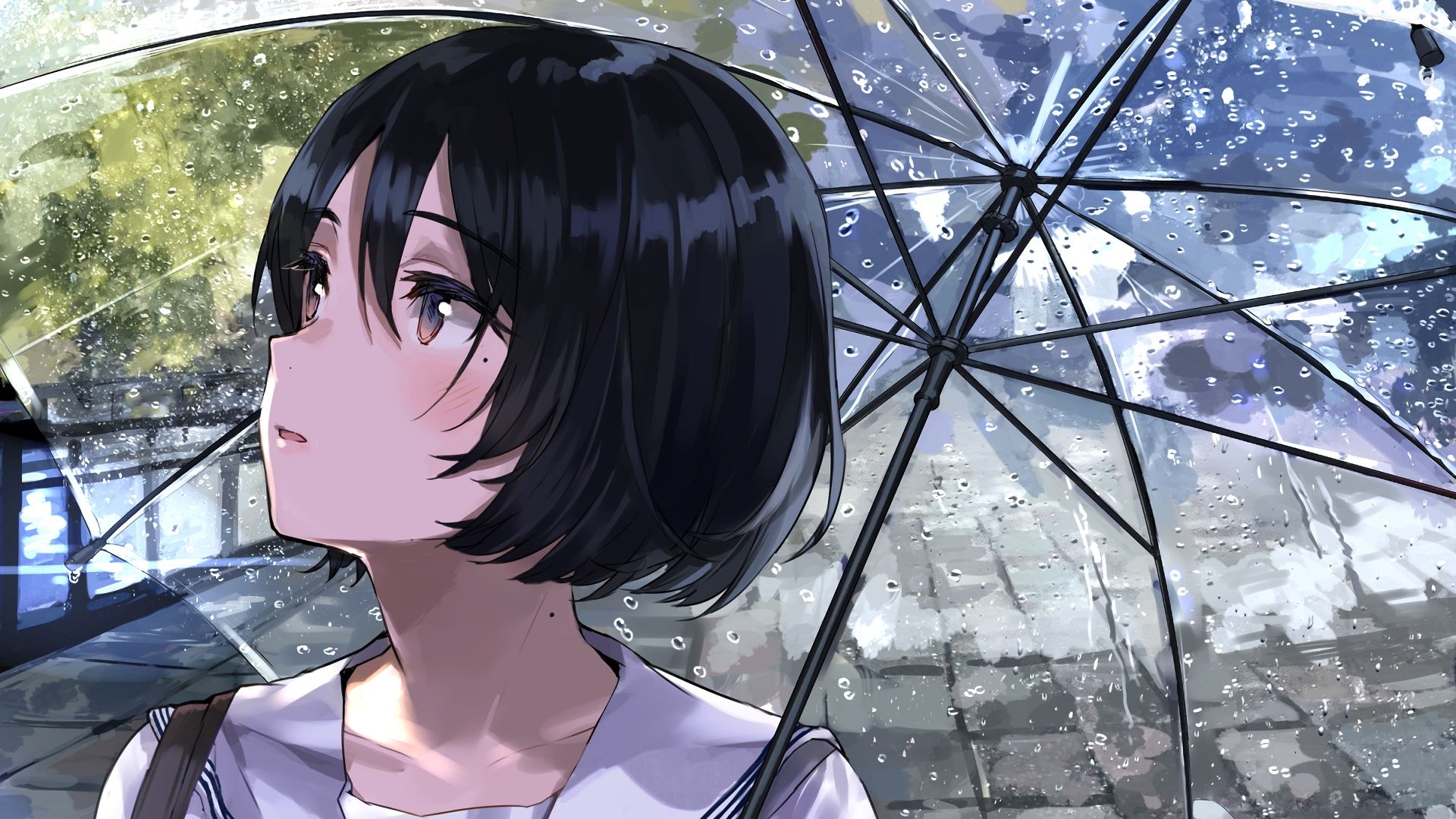 Desktop Wallpaper Umbrella, Anime Girl, Cute, Rain, Original, Hd Image,  Picture, Background, 3d8b6e