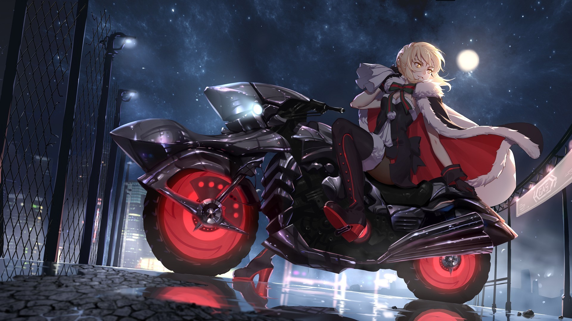 Wallpaper Biker, saber of red, Fate/Grand Order, anime girl
